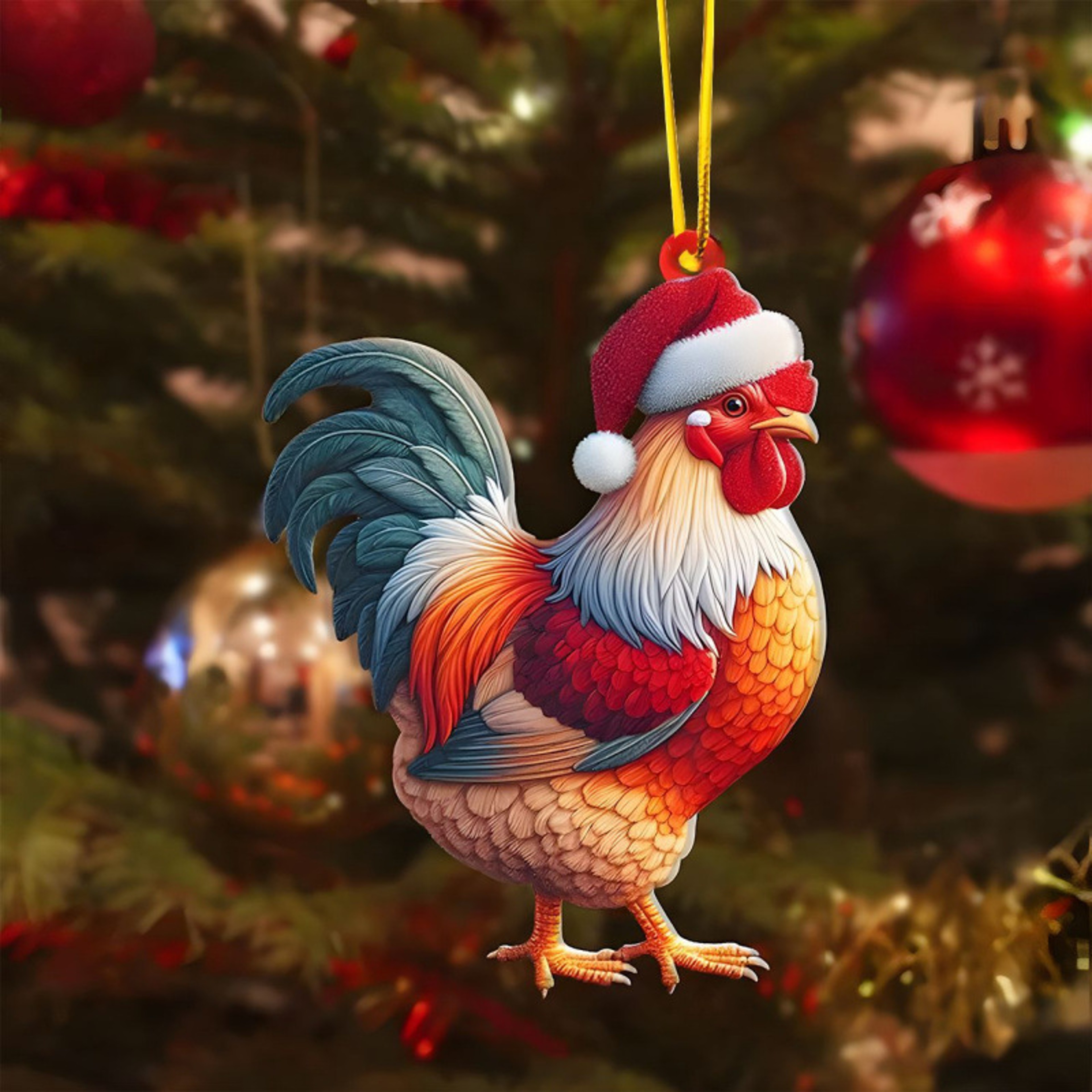2D Christmas Tree Pendant 2D Flat Acrylic Xmas Tree Hanging Ornaments Cartoon Home Decor New Year C 31