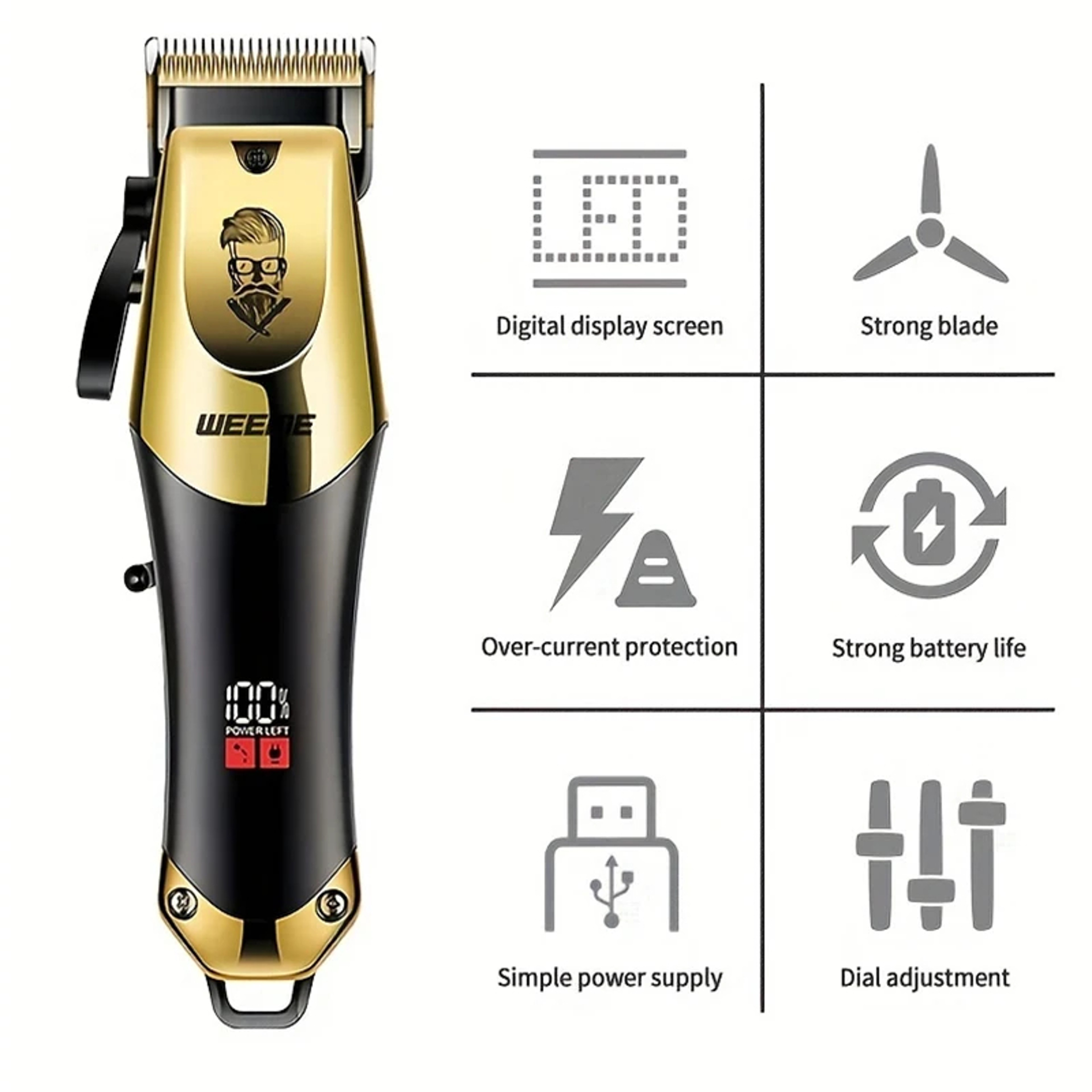 Professional Three-Piece Hair Clippers Set for Men, USB Rechargeable Trimmer, Ideal for Home Use, Fade Cuts & For Beard – view 9