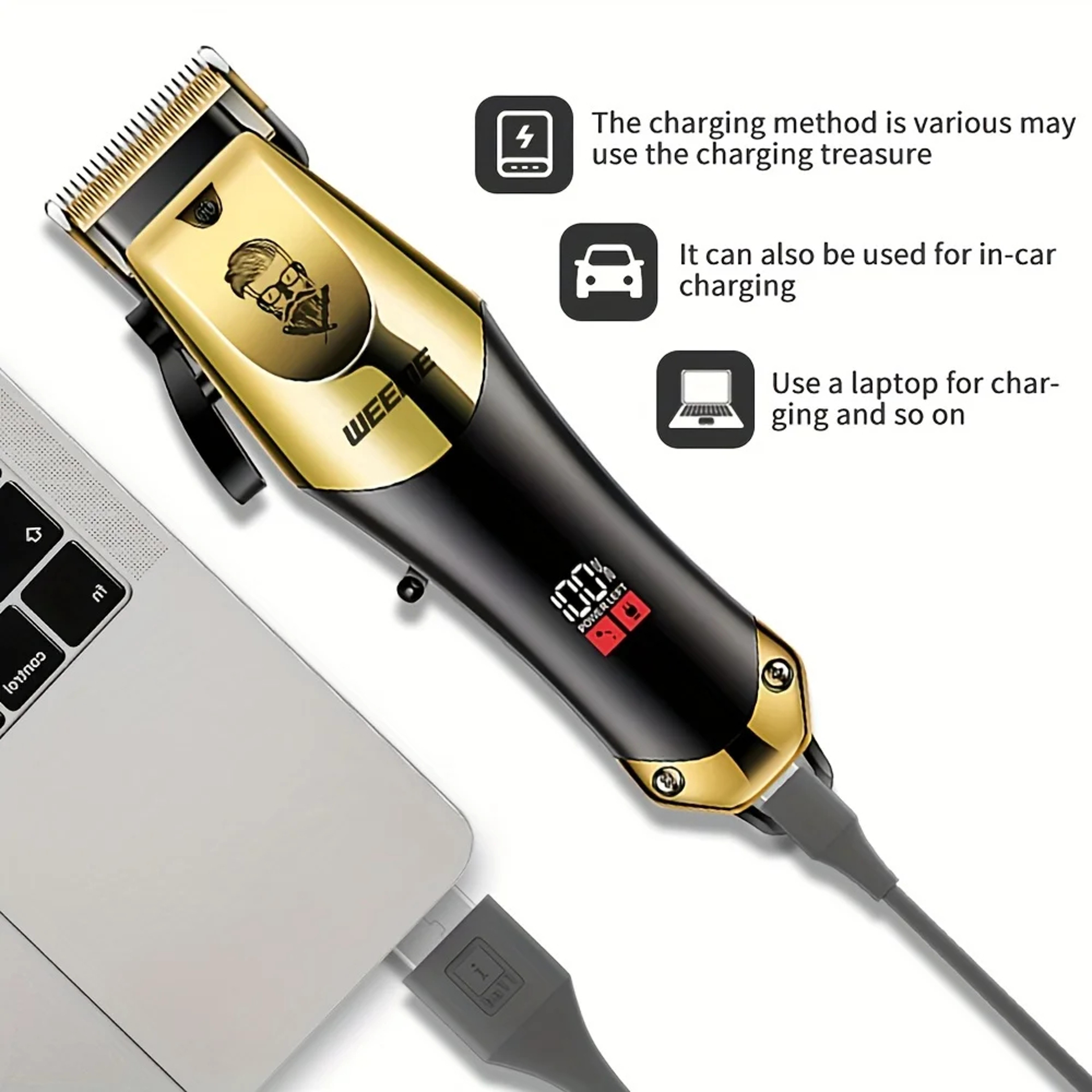 Professional Three-Piece Hair Clippers Set for Men, USB Rechargeable Trimmer, Ideal for Home Use, Fade Cuts & For Beard – view 10