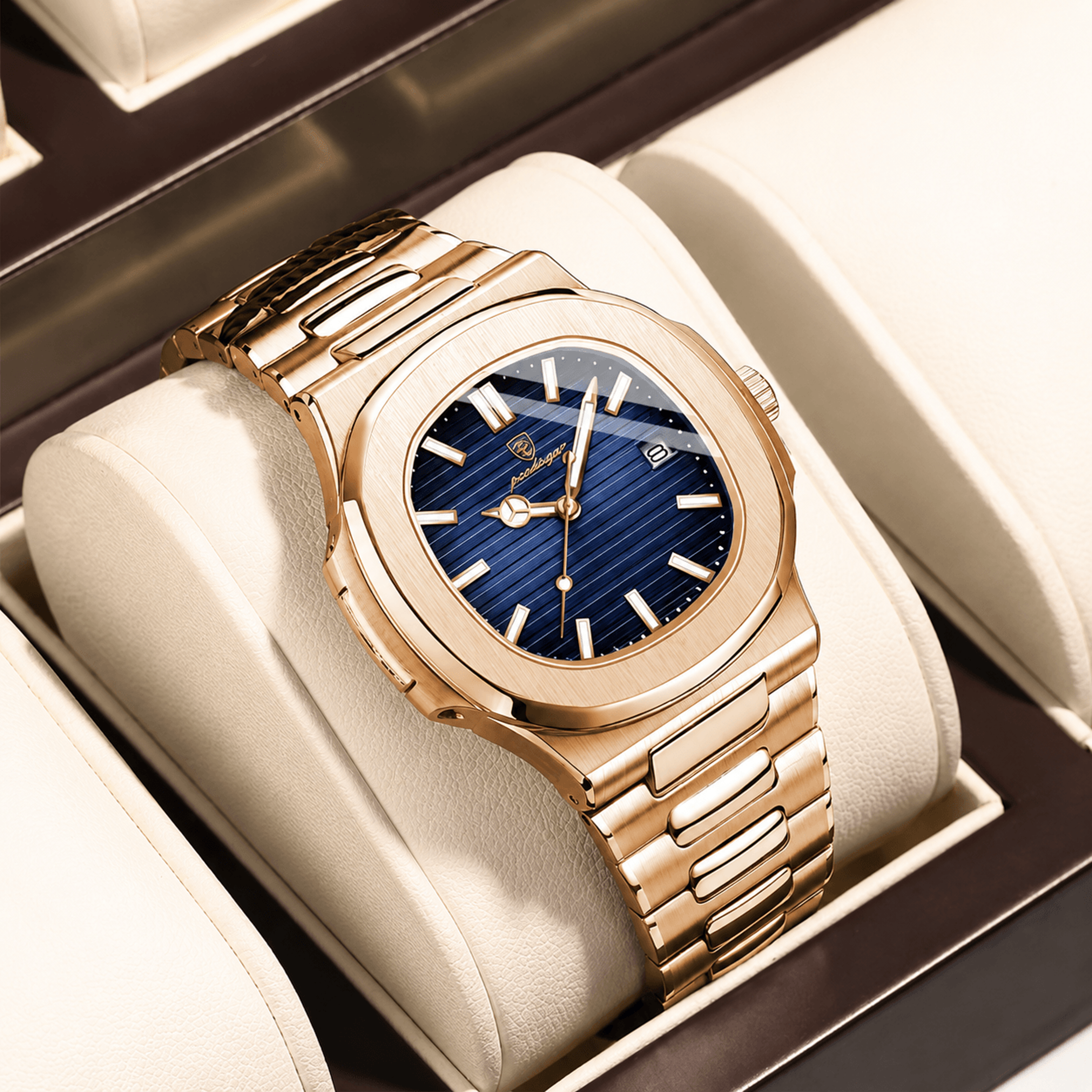 Fashion Square Quartz Watch For Men Waterproof Luminous Date Stainless Steel Business Luxury Wristw 0
