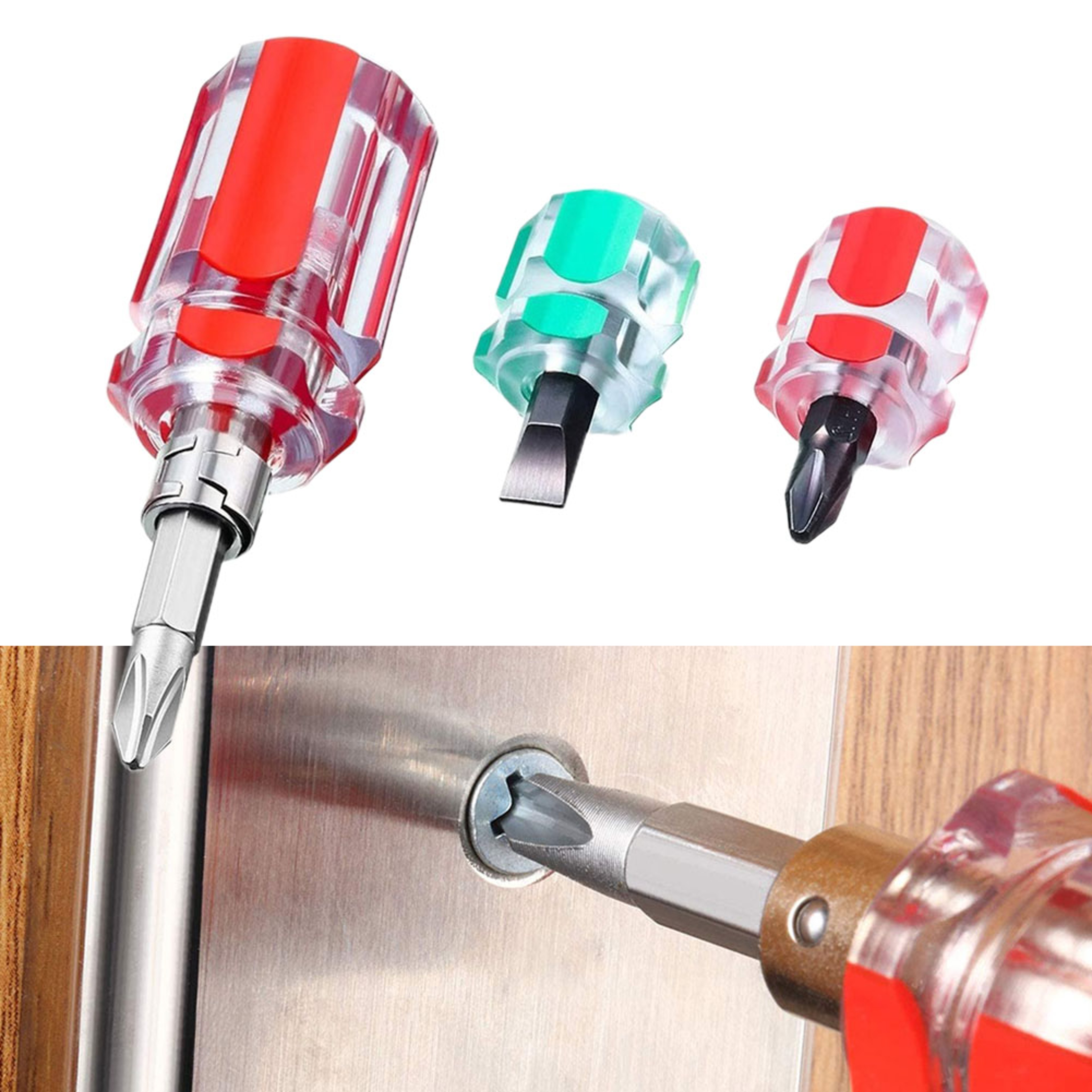 Short Screwdriver Set For Tight Spaces Flat Head And Phillips Repair Tool 0