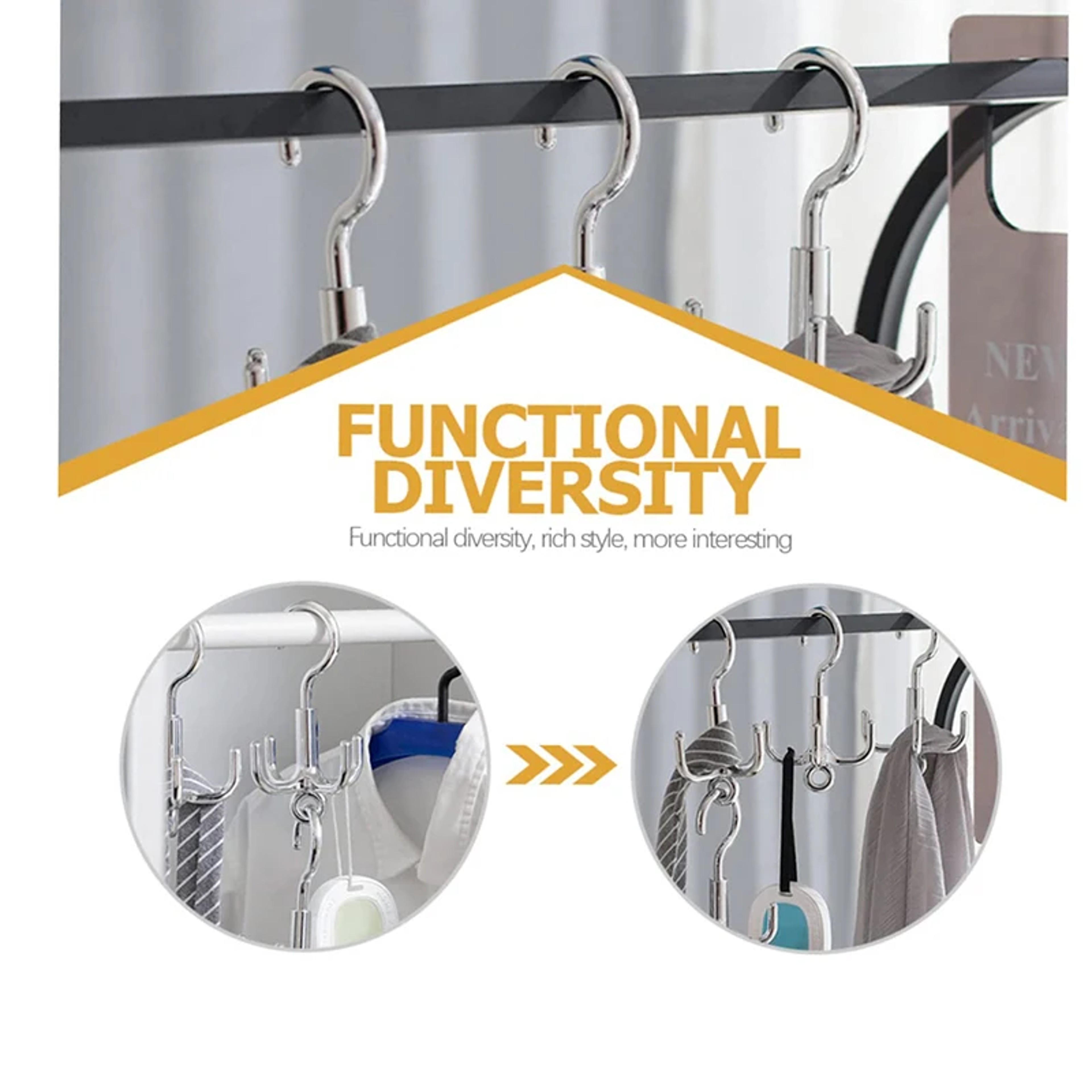 Premium Rotating Clothes Hook & Wardrobe Organizer Space Saving Closet Hook – view 3