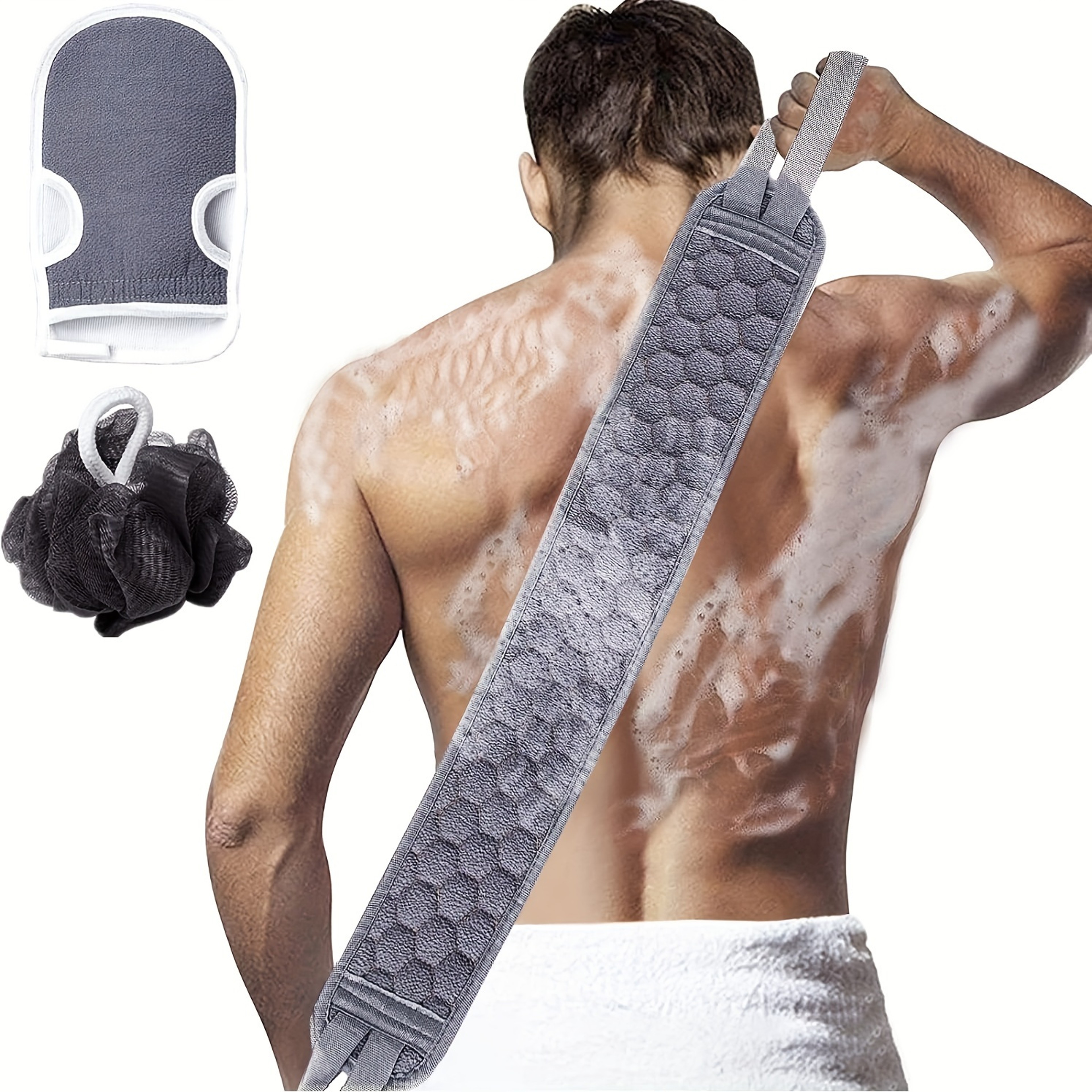 Exfoliating Body Scrubber Premium Back Strap and Shower Mesh Loofah – view 1