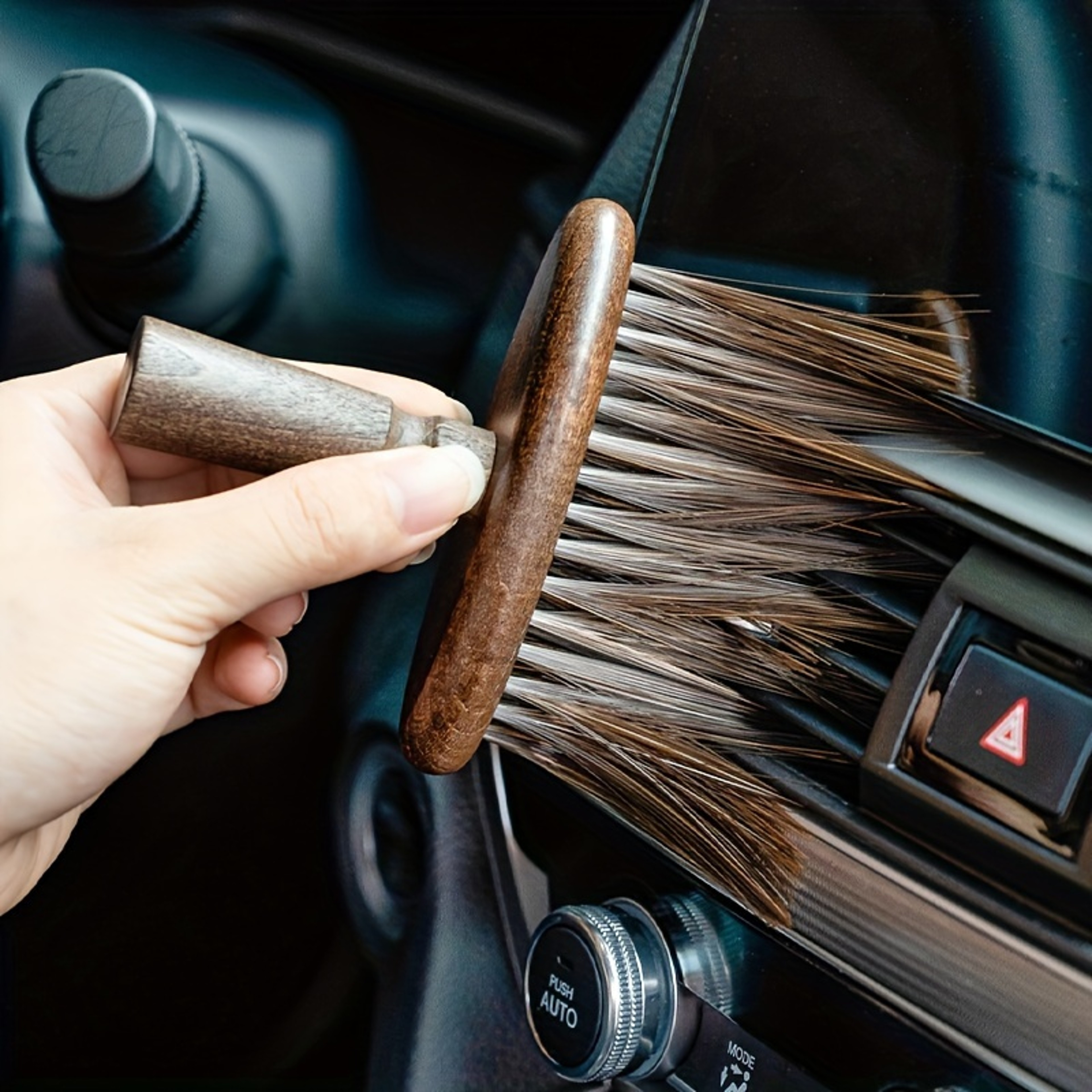 Walnut Wood Coffee Grinder Cleaning Brush for Keyboard Camera and Car – view 3