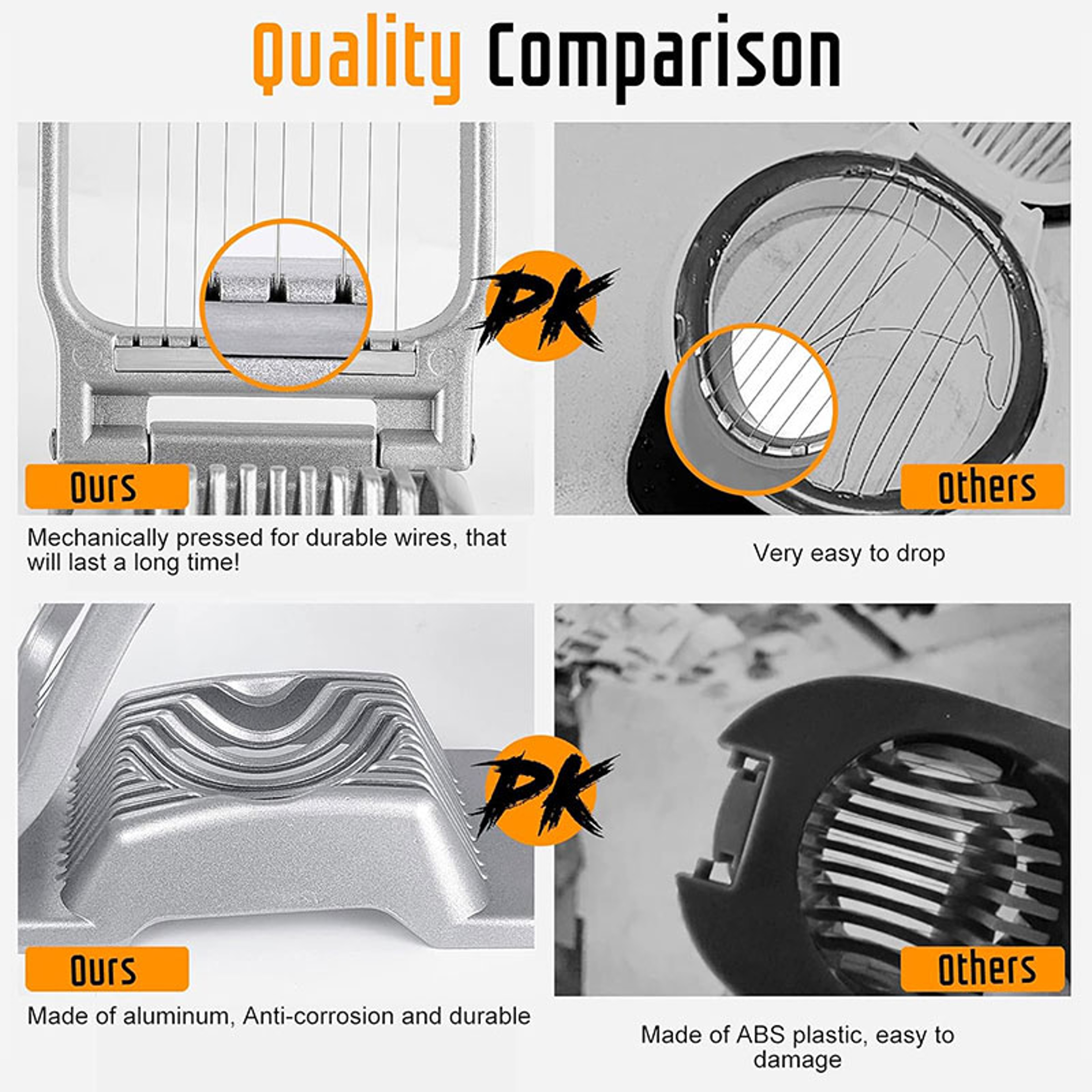 Heavy Duty Egg  Fruit Slicer Stainless Steel Wire Aluminium Cutter 3