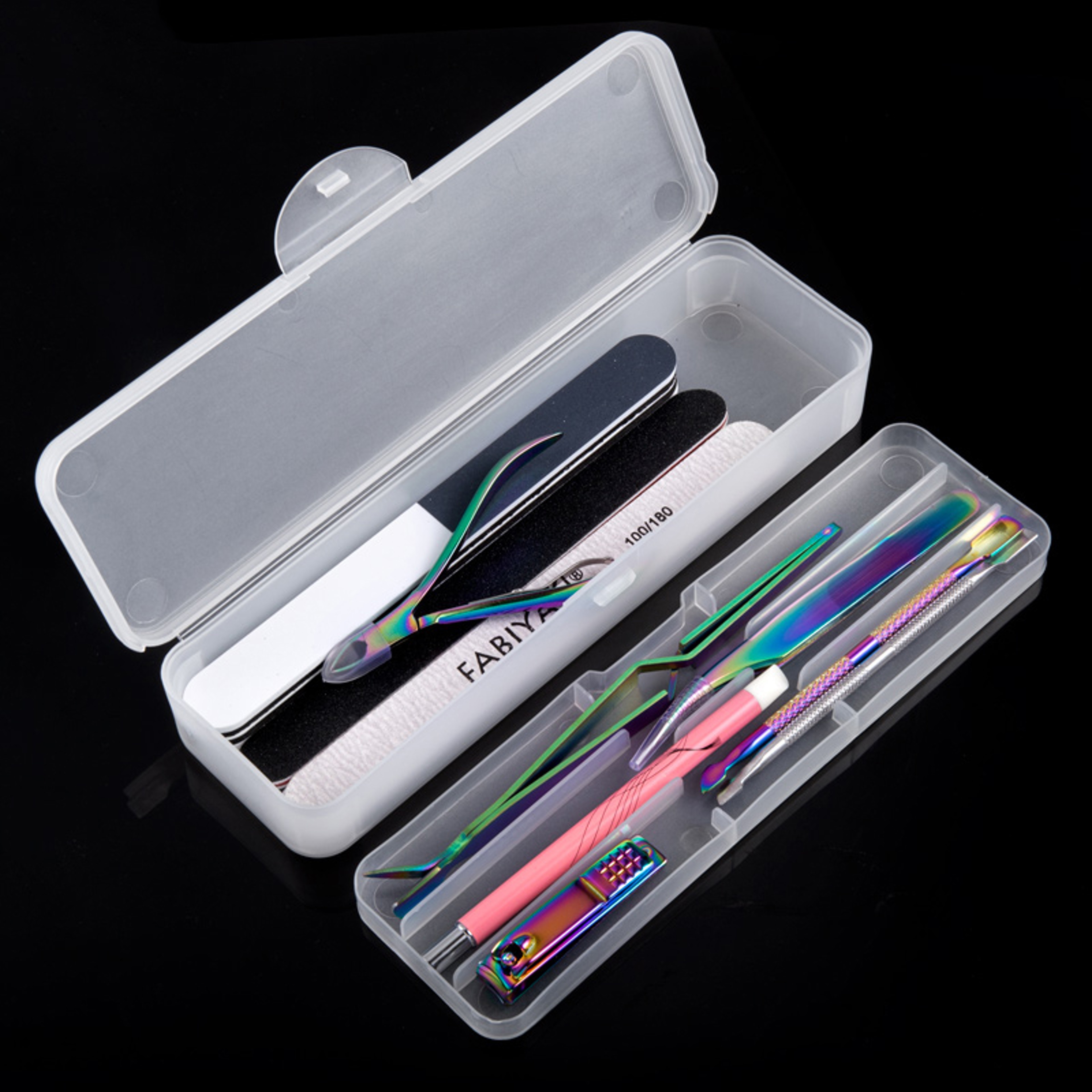 Double Layer Nail Tool Organizer Case Portable Nail Art Storage Box For Brushes Files  Clippers 1