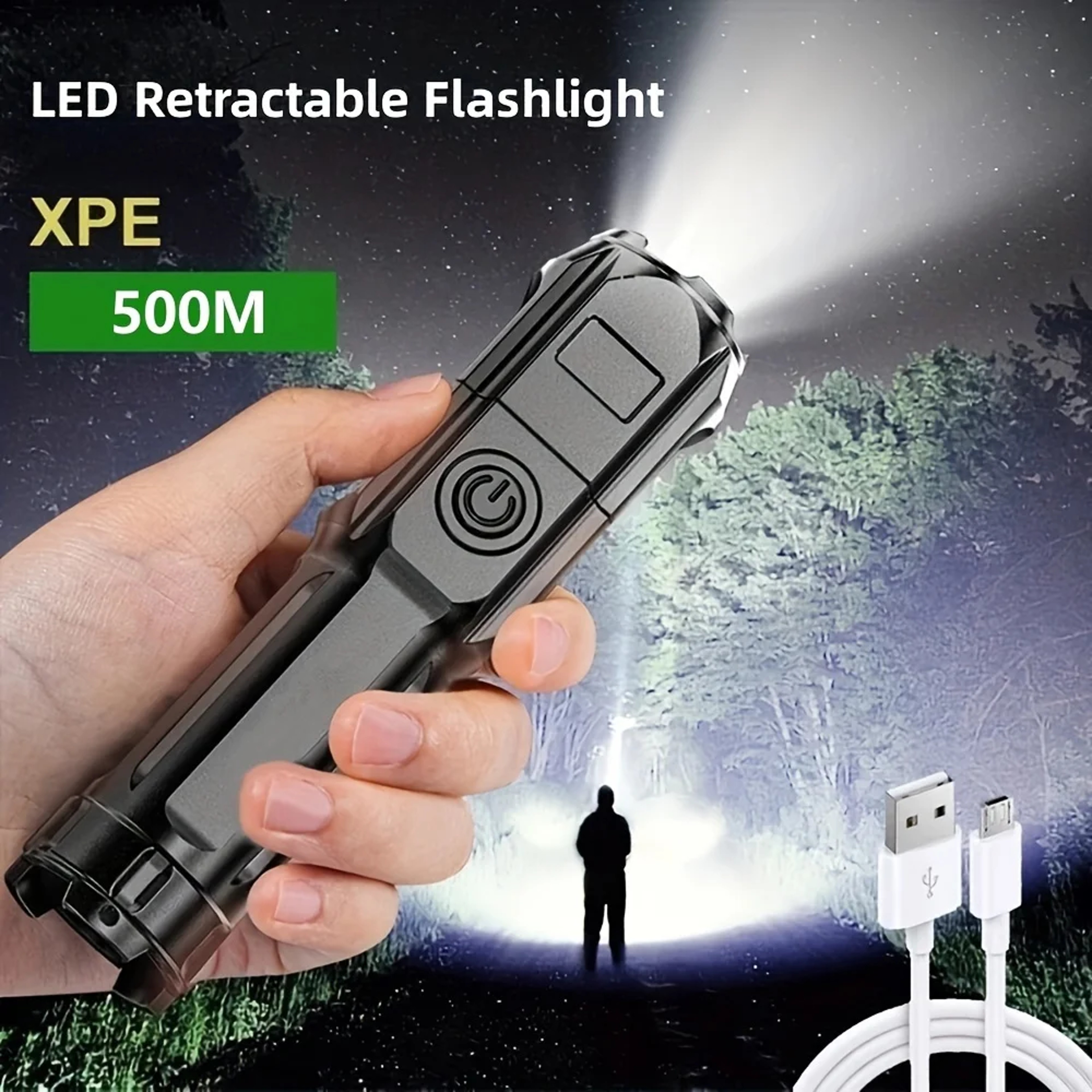 USB Rechargeable Tactical Flashlight Waterproof Zoom Torch For Camping Hunting  Emergencies 3