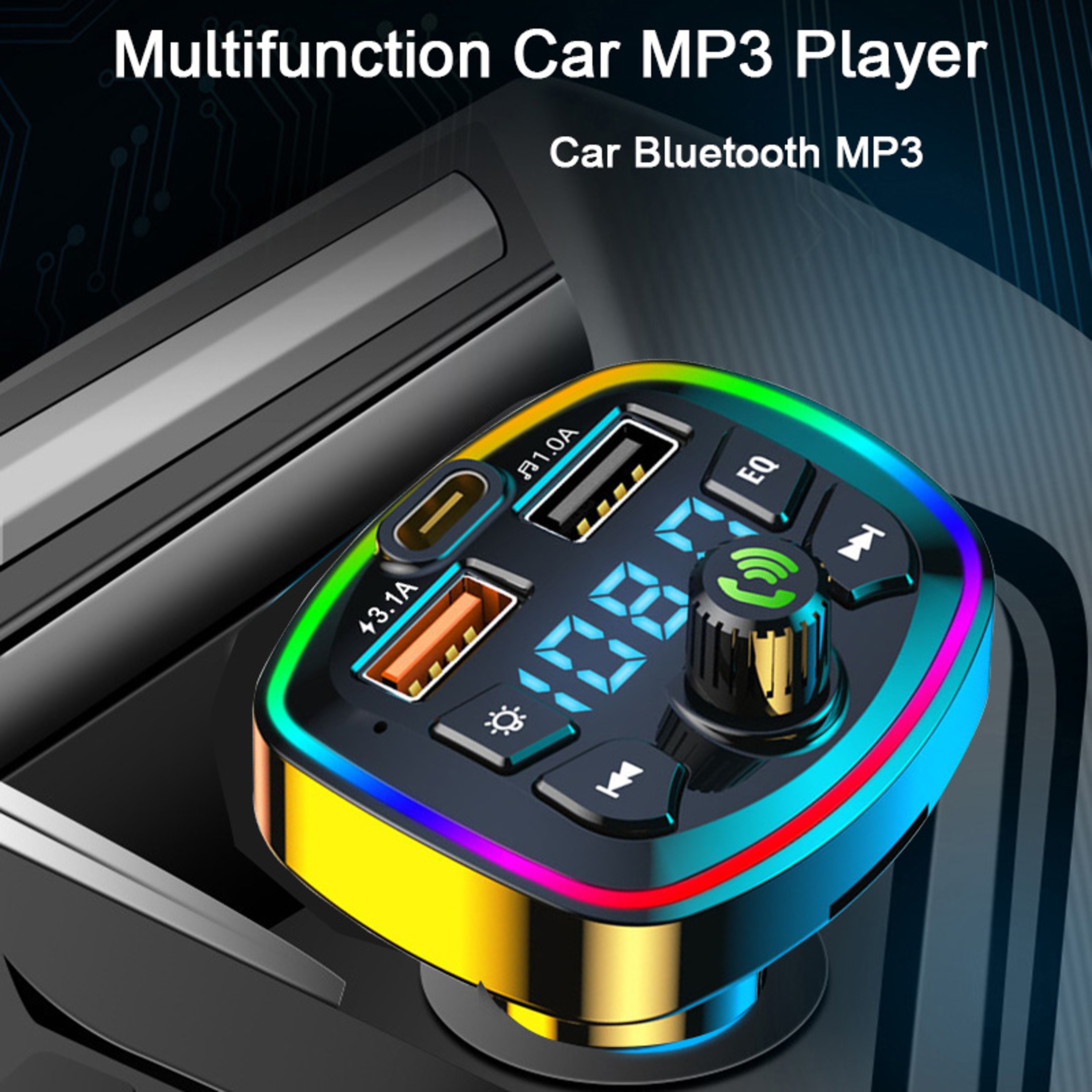 DriveSync Bluetooth Transmitter  Dual USB Fast Charger For Cars 3