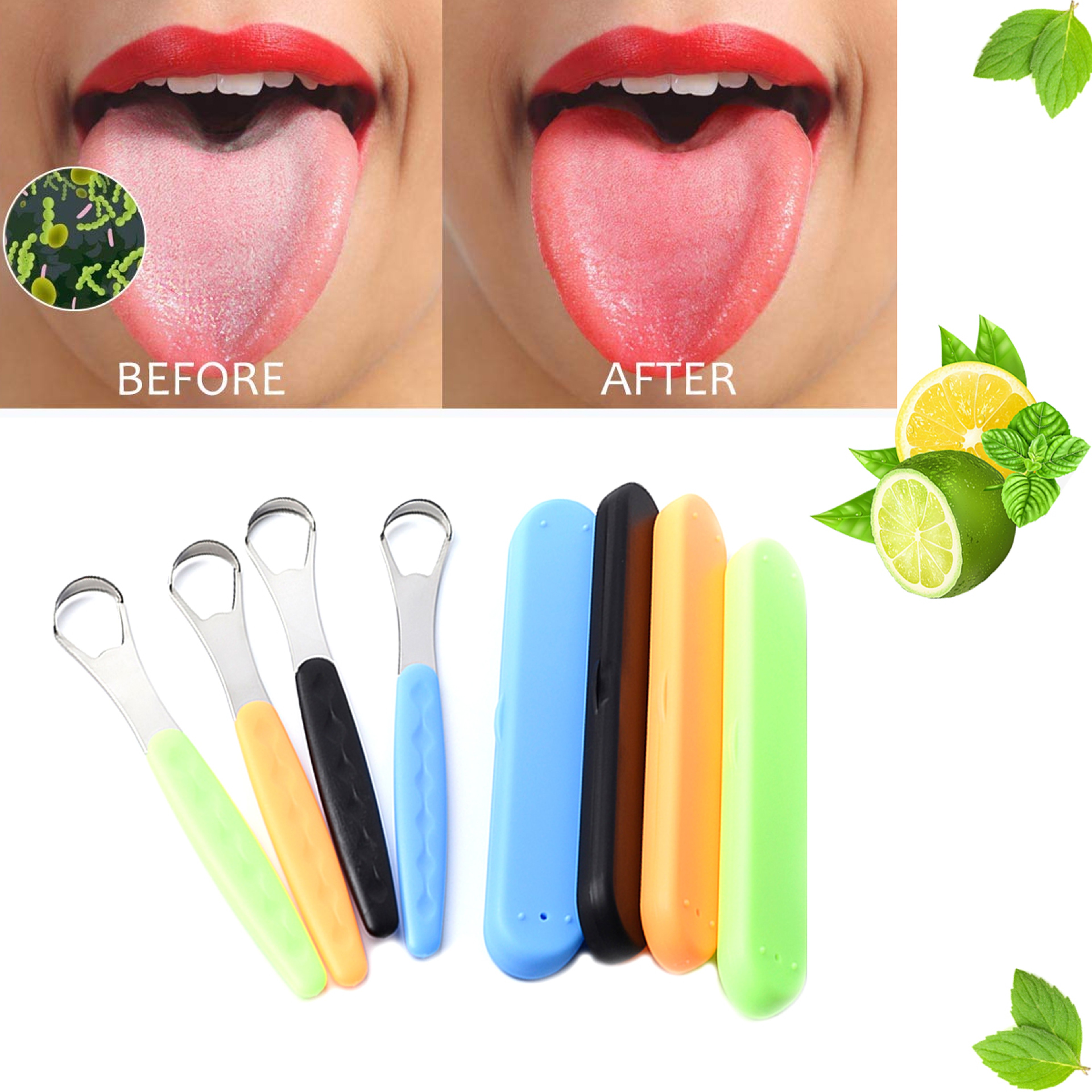FreshBreath Tongue Scraper Cleaner With Travel Case For Oral Hygiene  Bad Breath Care 1