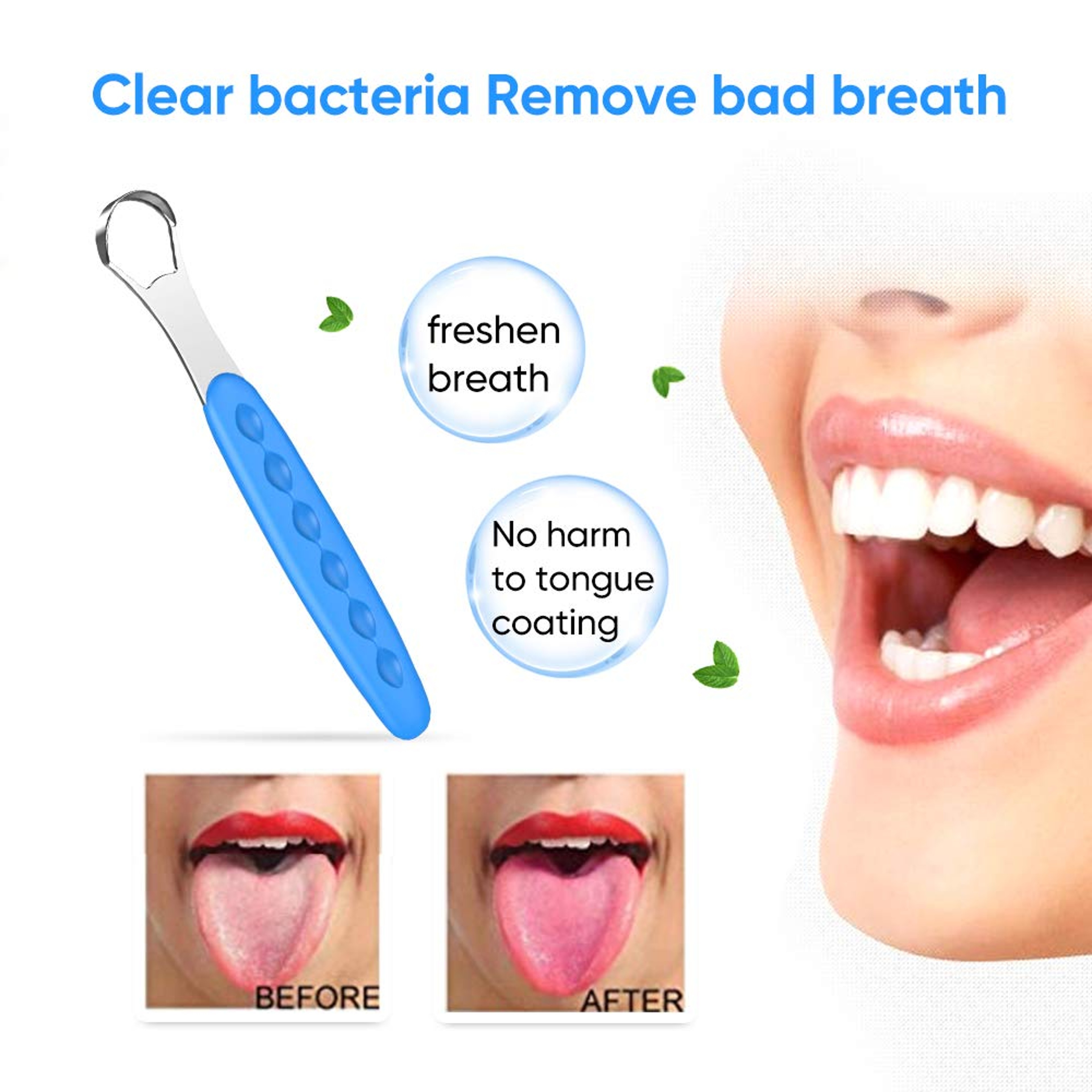FreshBreath Tongue Scraper Cleaner With Travel Case For Oral Hygiene  Bad Breath Care 2