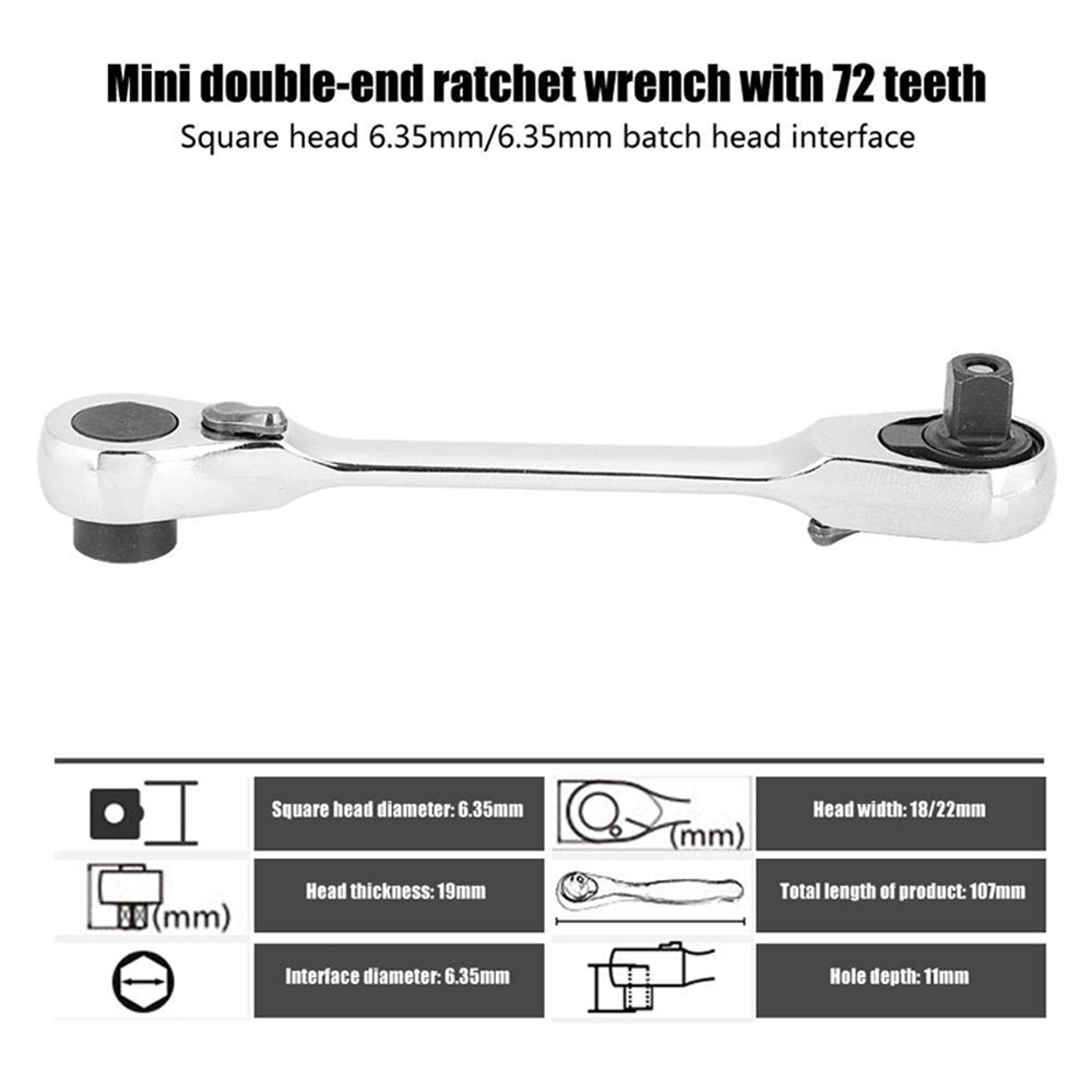 Premium Compact Dual Head Ratchet Wrench Drive Quick Release Mini Tool 1
