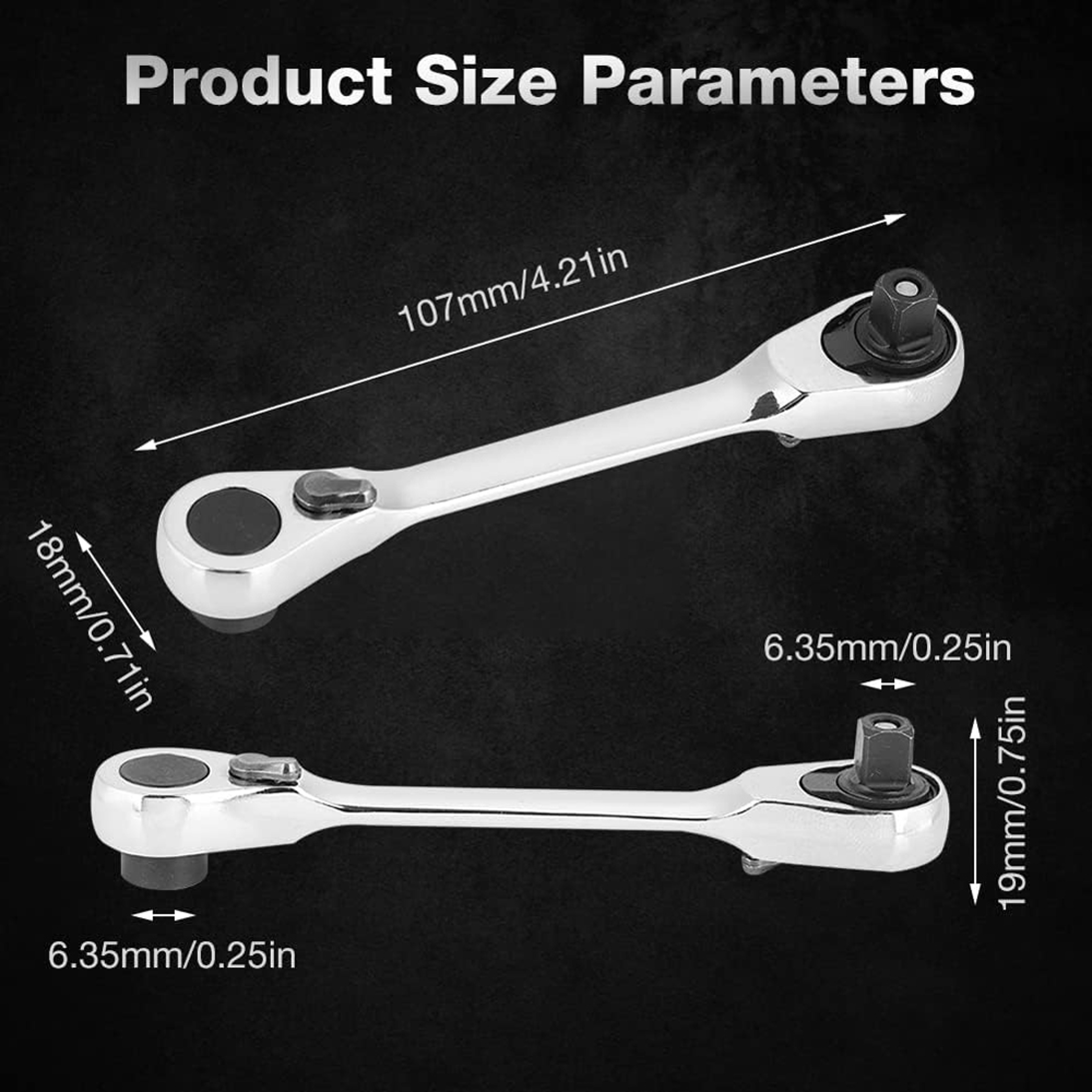 Premium Compact Dual Head Ratchet Wrench Drive Quick Release Mini Tool 4