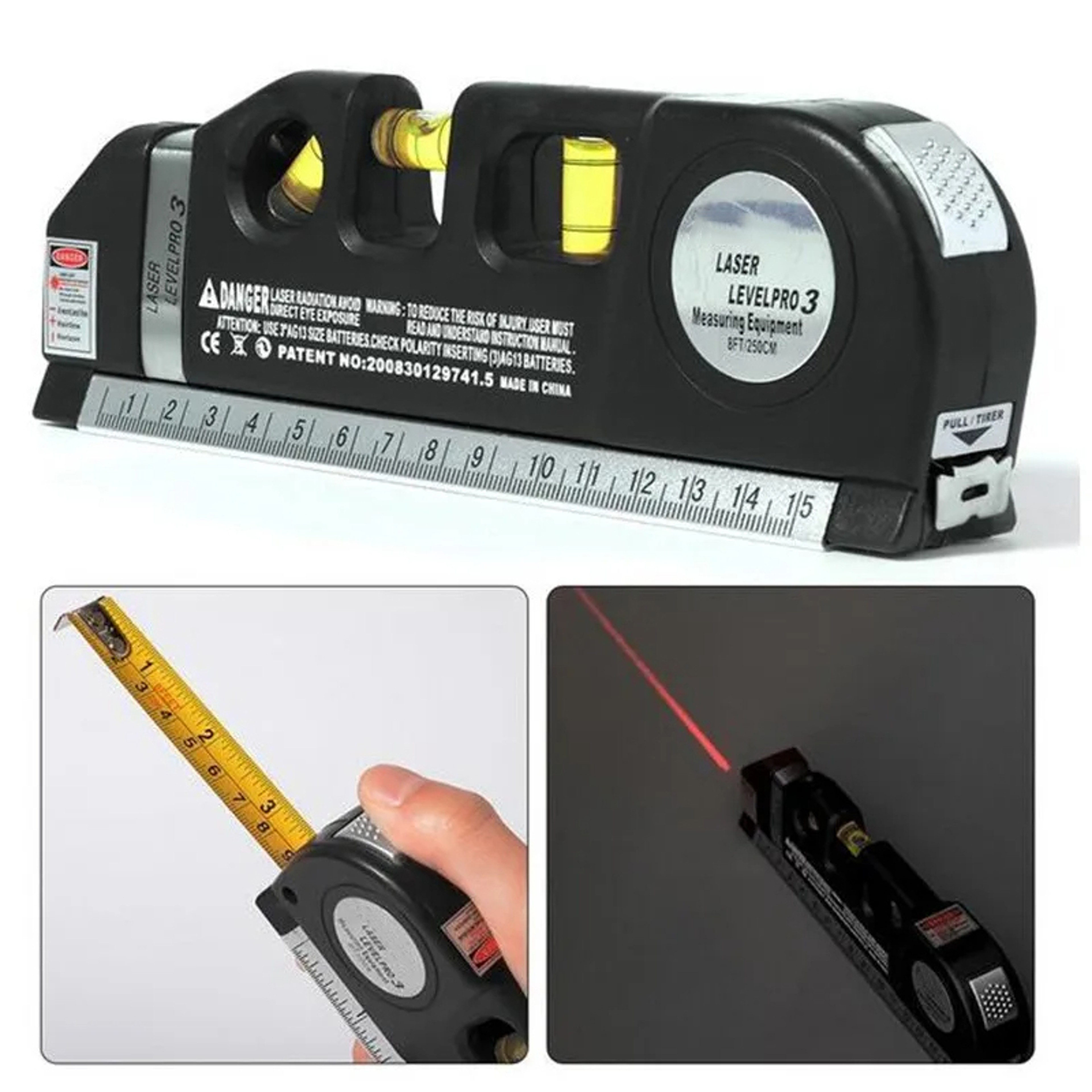 Precision Laser Level  Ruler Vertical  Horizontal Measuring Tool With Standard Metric Scale 3
