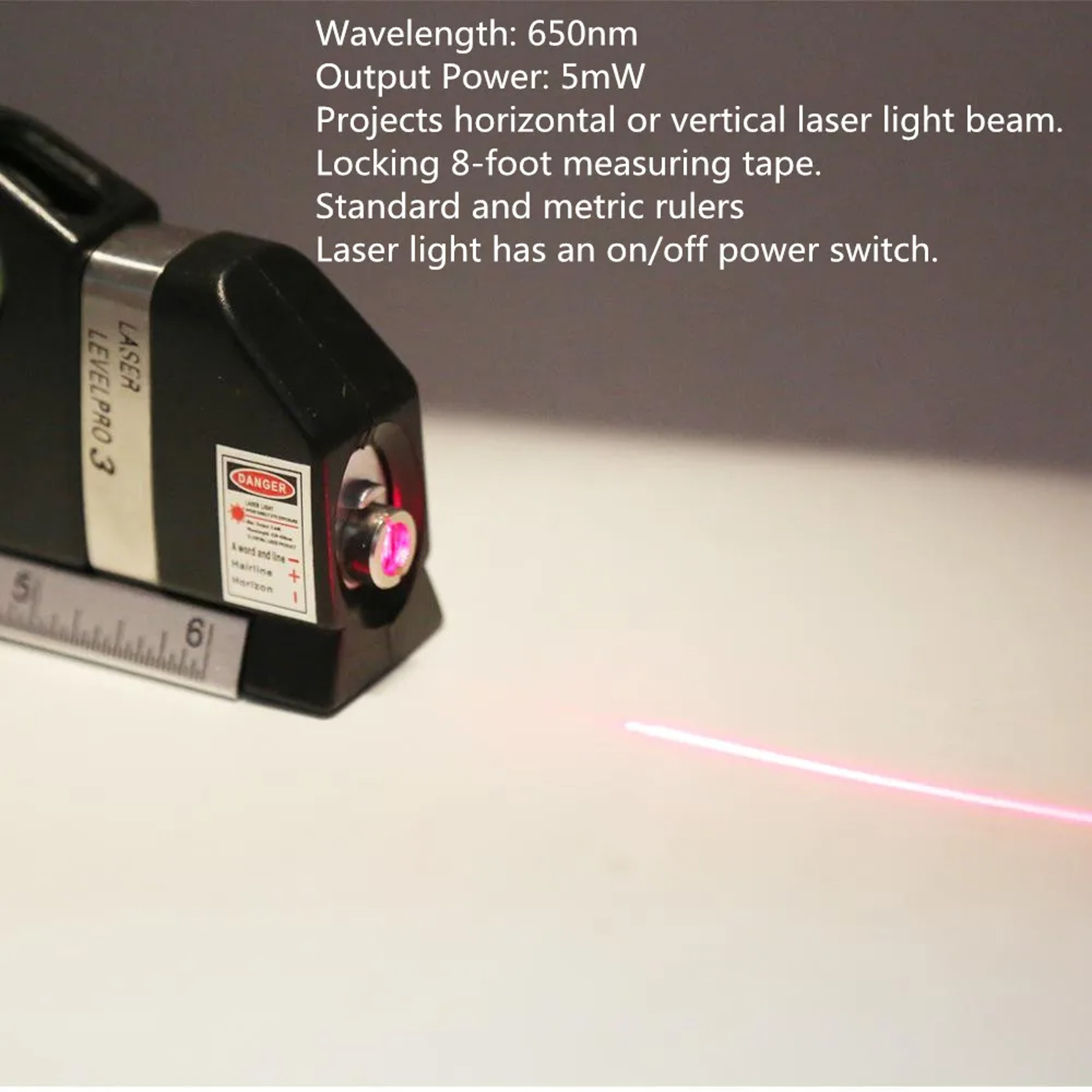 Precision Laser Level  Ruler Vertical  Horizontal Measuring Tool With Standard Metric Scale 4