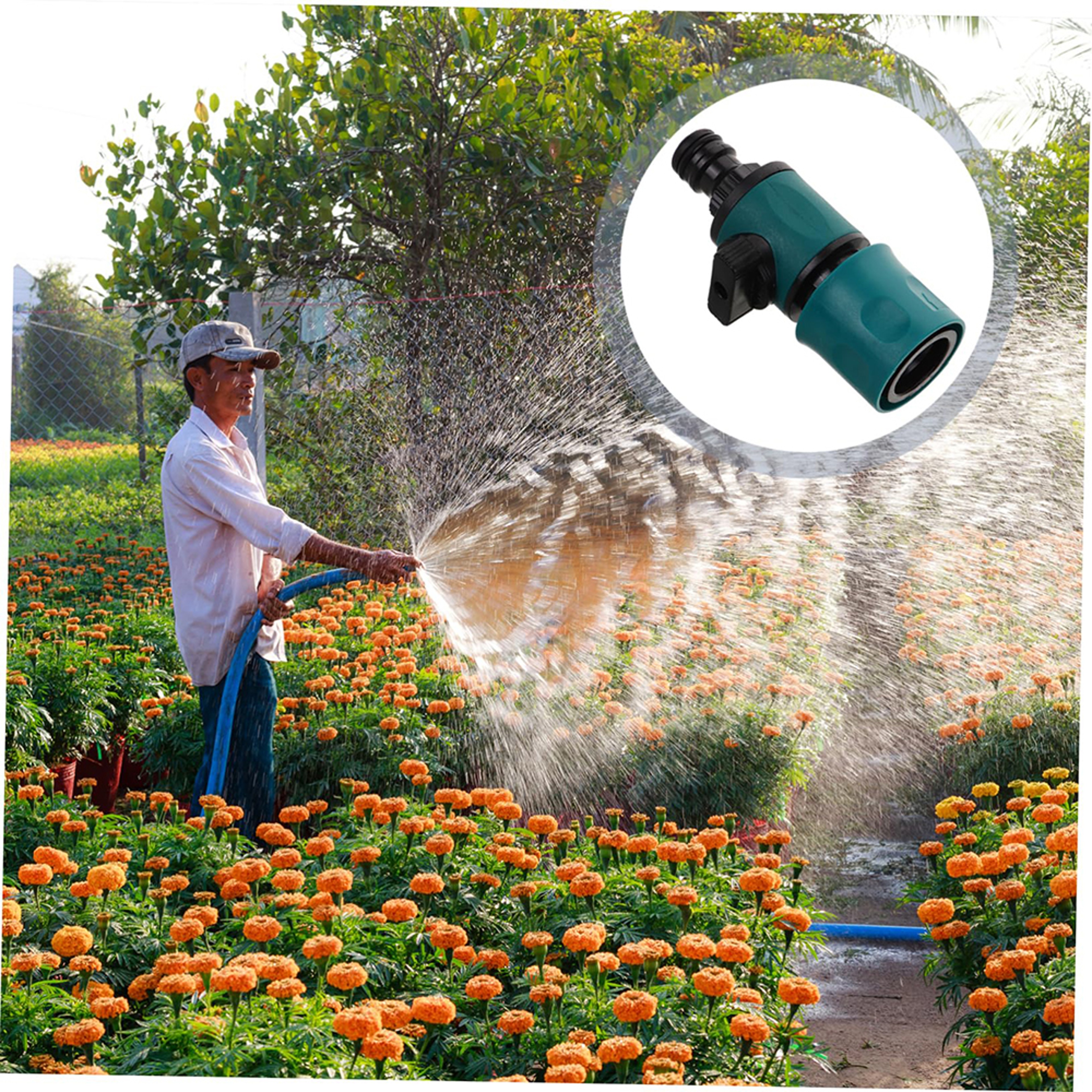 QuickFlow Garden Hose Quick Connect Shut Off Valve Adapter 4