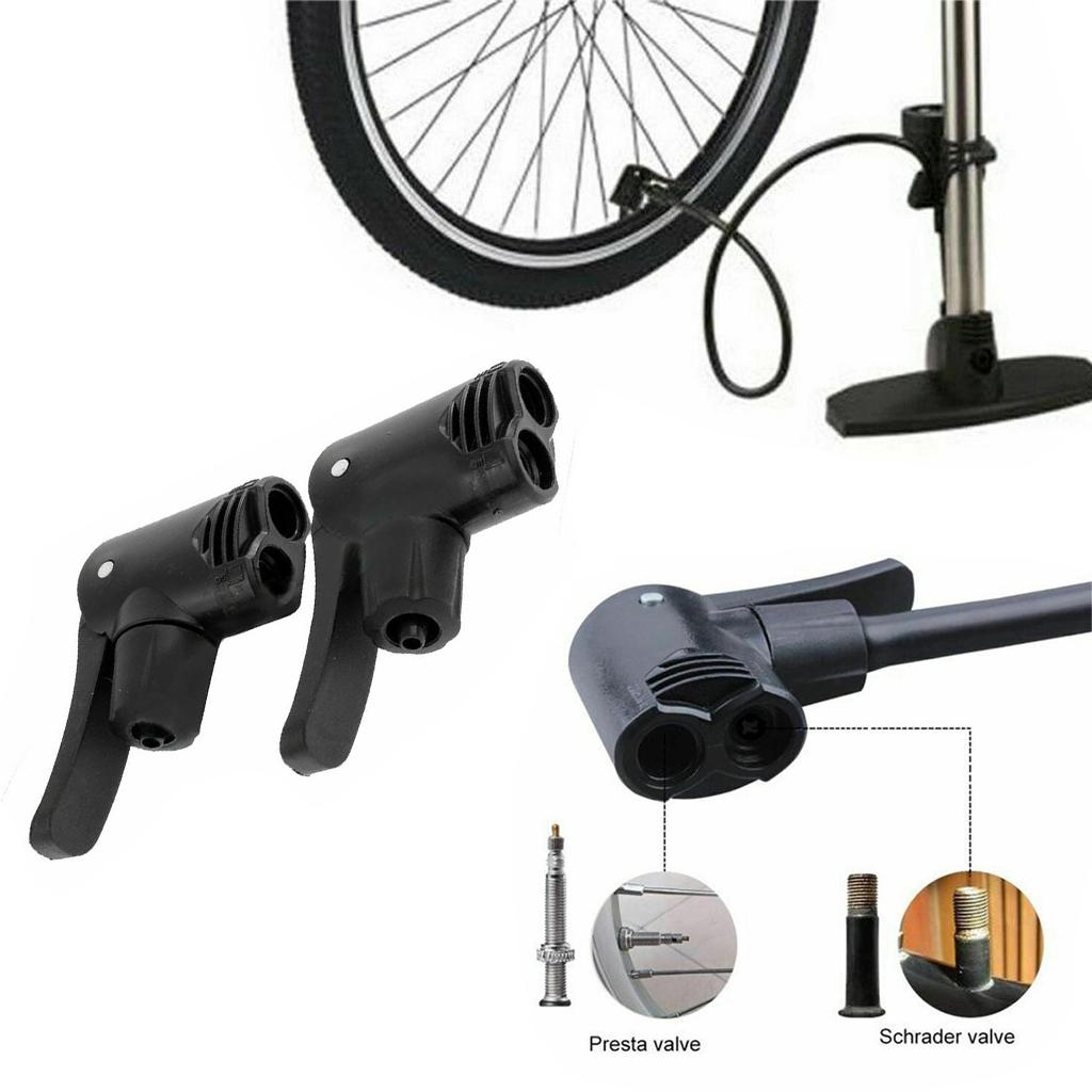 Bike Pump Head And Bicycle Tire Inflator Valve Adapters 1