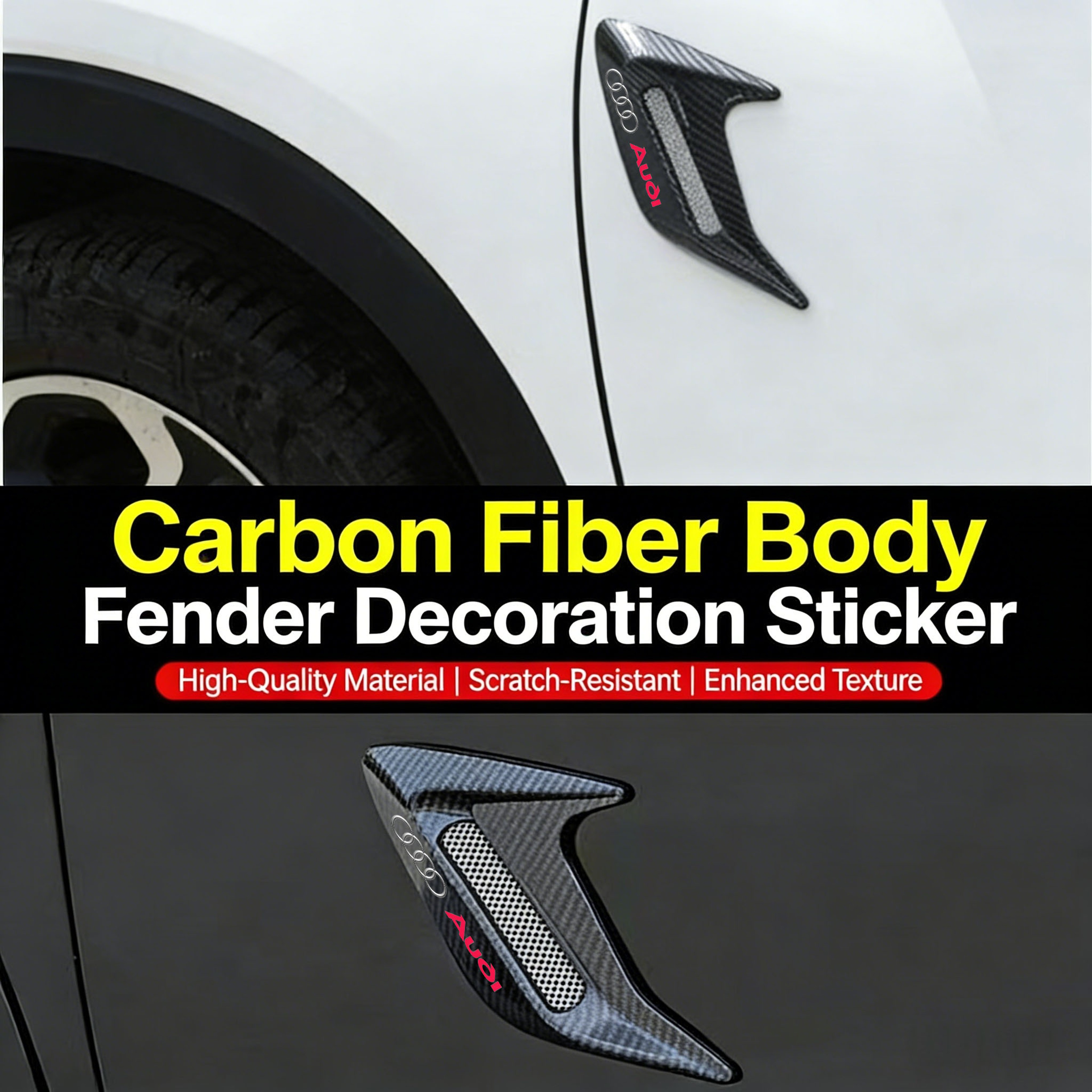 Universal Audi Bumper Canards Front Splitter Side Vent Spoiler Fins 2