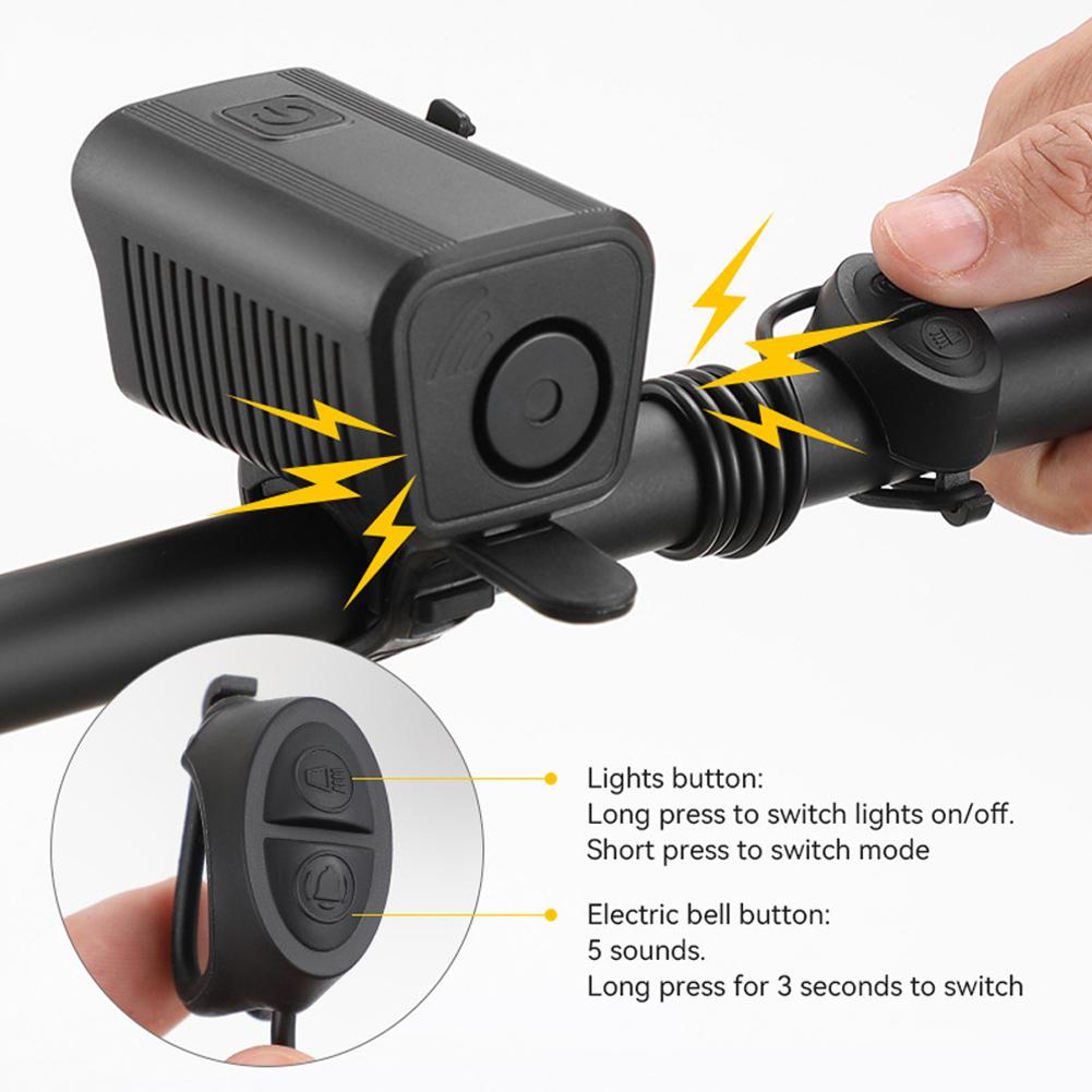 USB Rechargeable Bicycle Horn Light Waterproof Bike Headlight 2