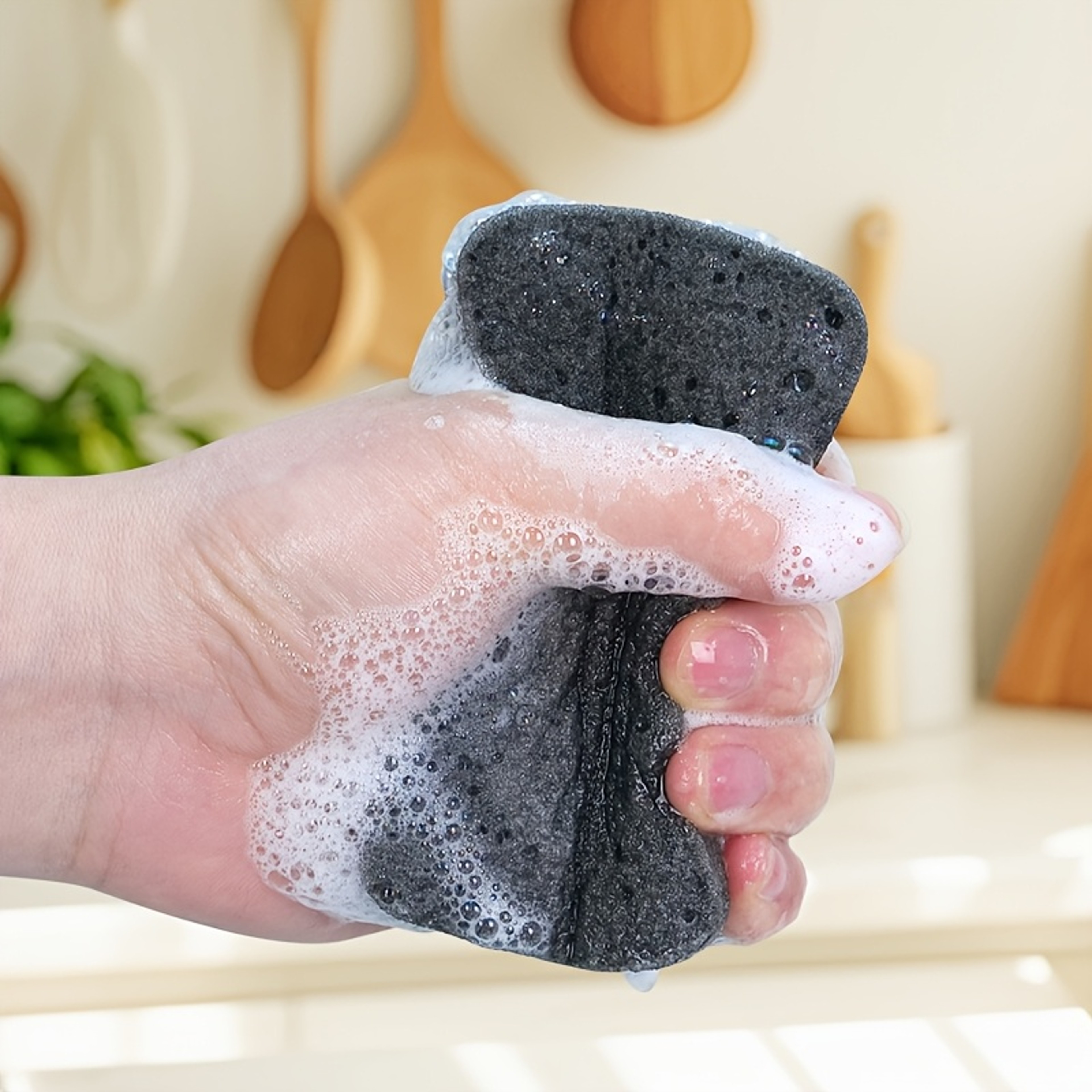 Dual Sided Seaweed Kitchen Sponge For NonScratch Dish And Pan Cleaning 3