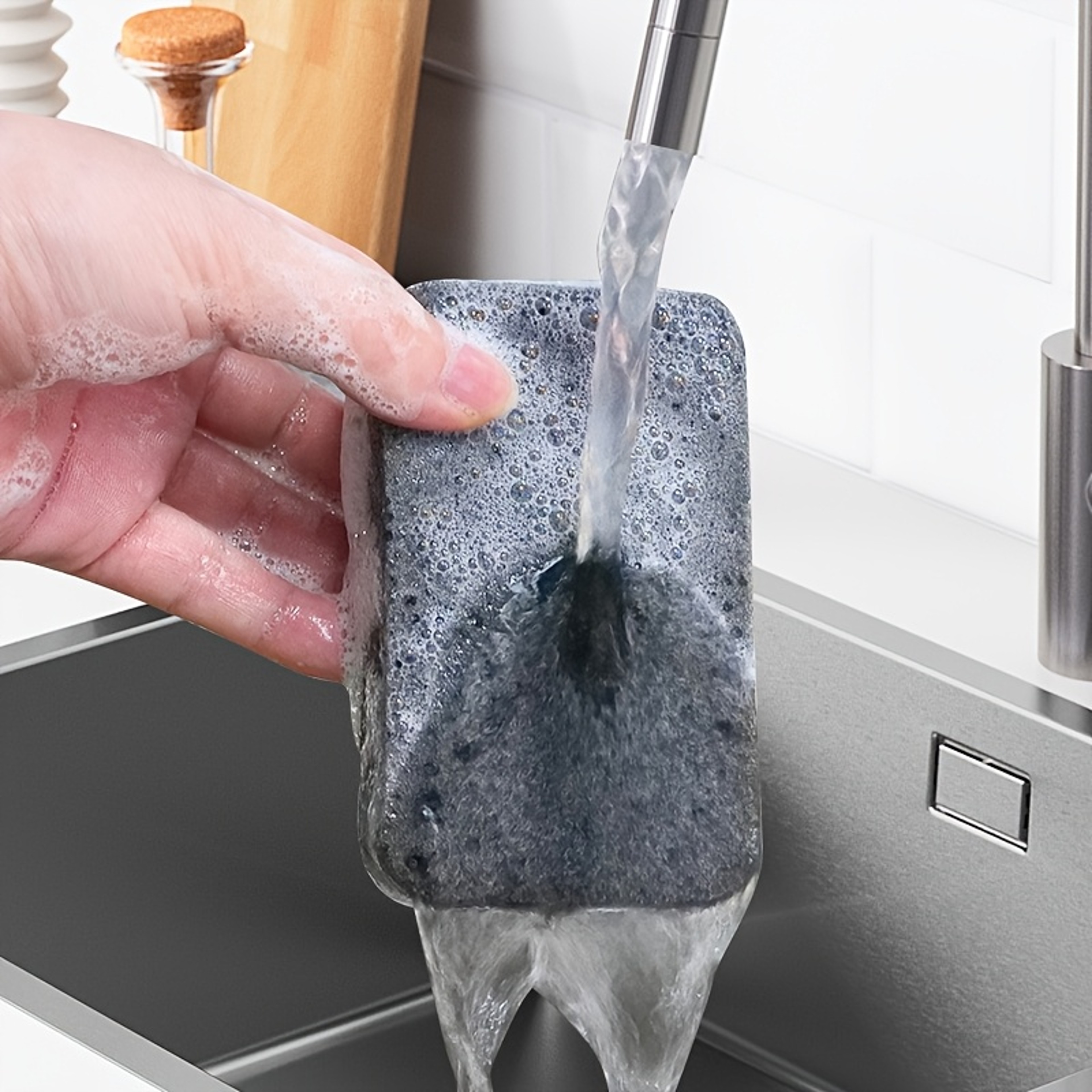 Dual Sided Seaweed Kitchen Sponge For NonScratch Dish And Pan Cleaning 4