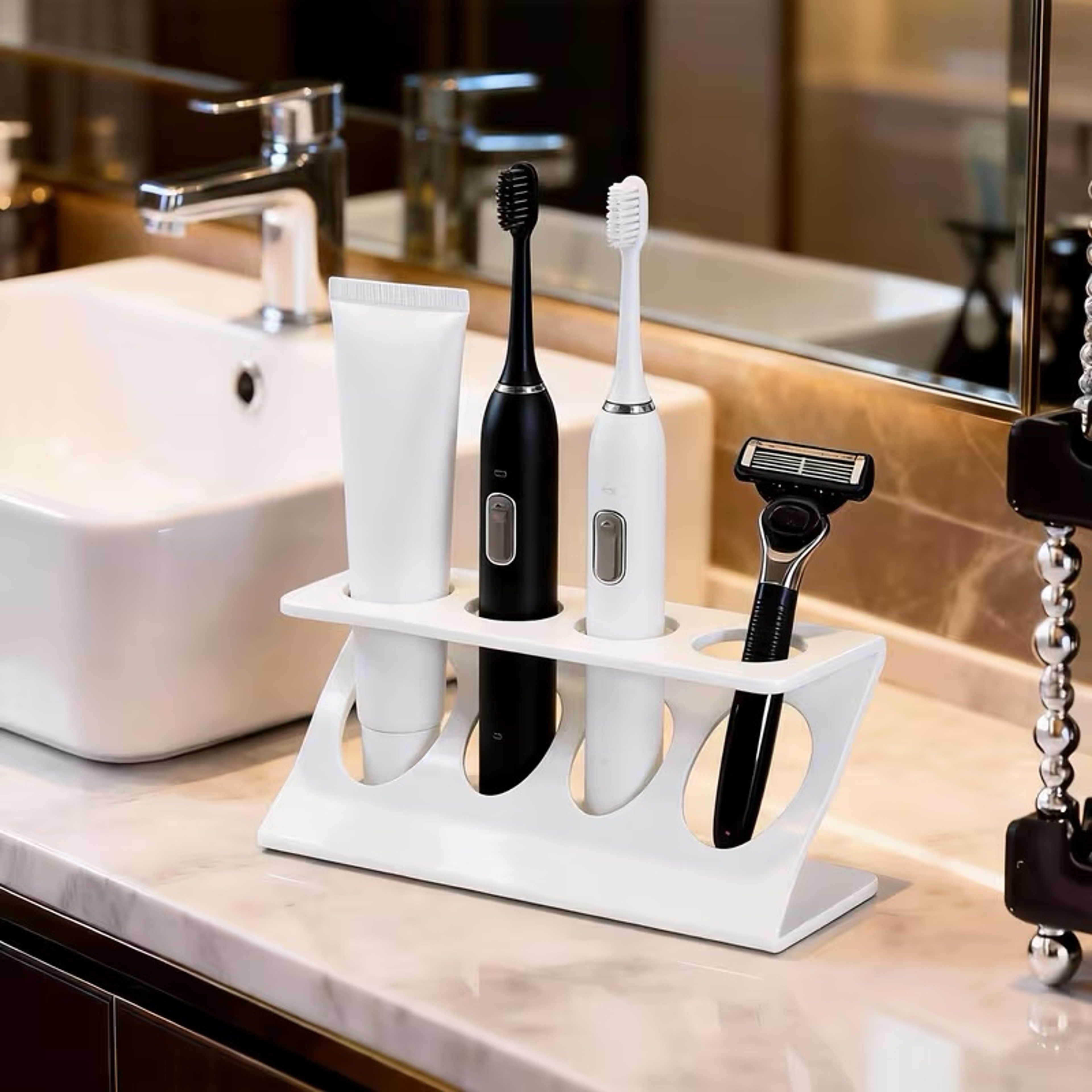 Draining Toothbrush Holder And Multipurpose Bathroom Organizer 2