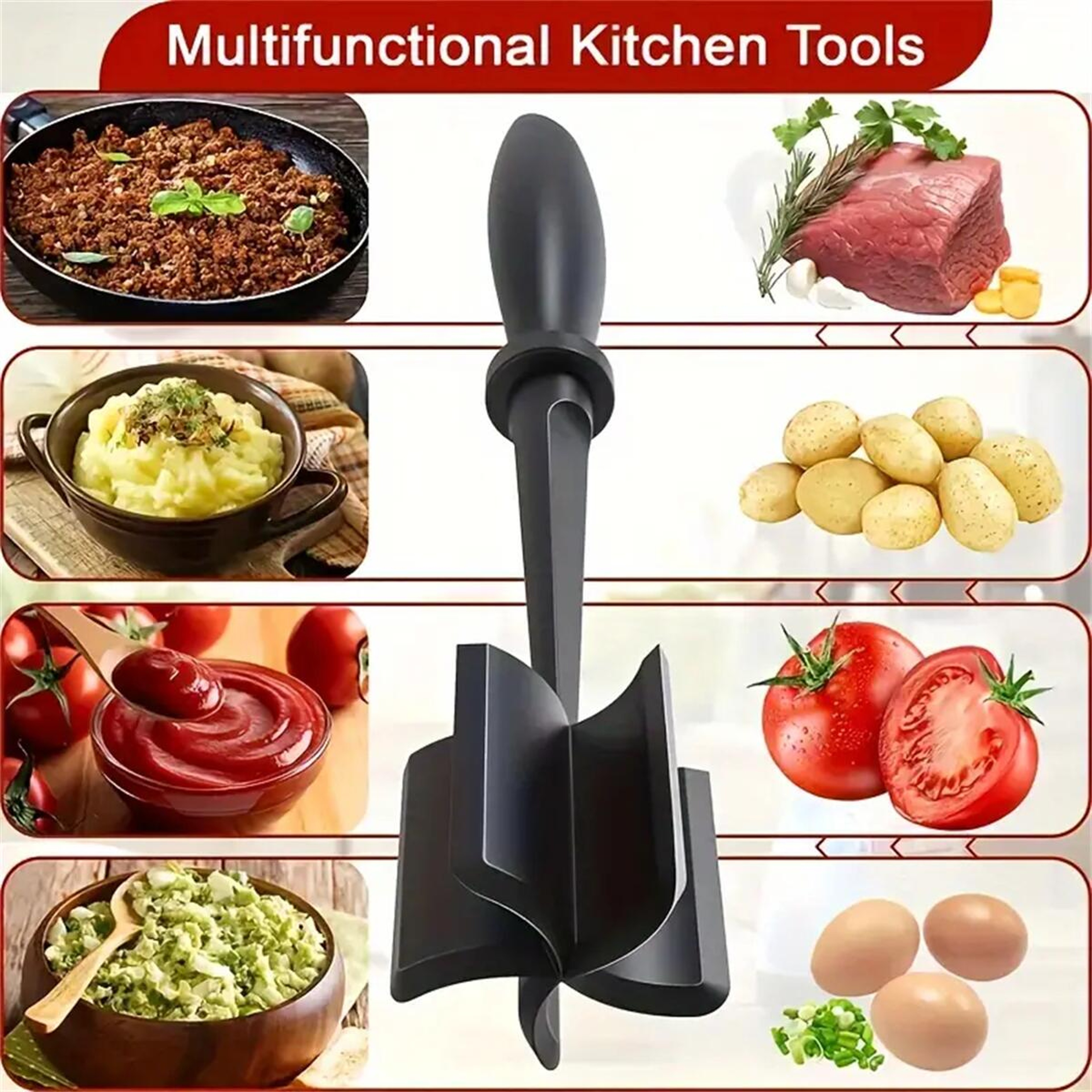 Heat Resistant Ground Beef Meat Chopper And Hamburger Masher 3
