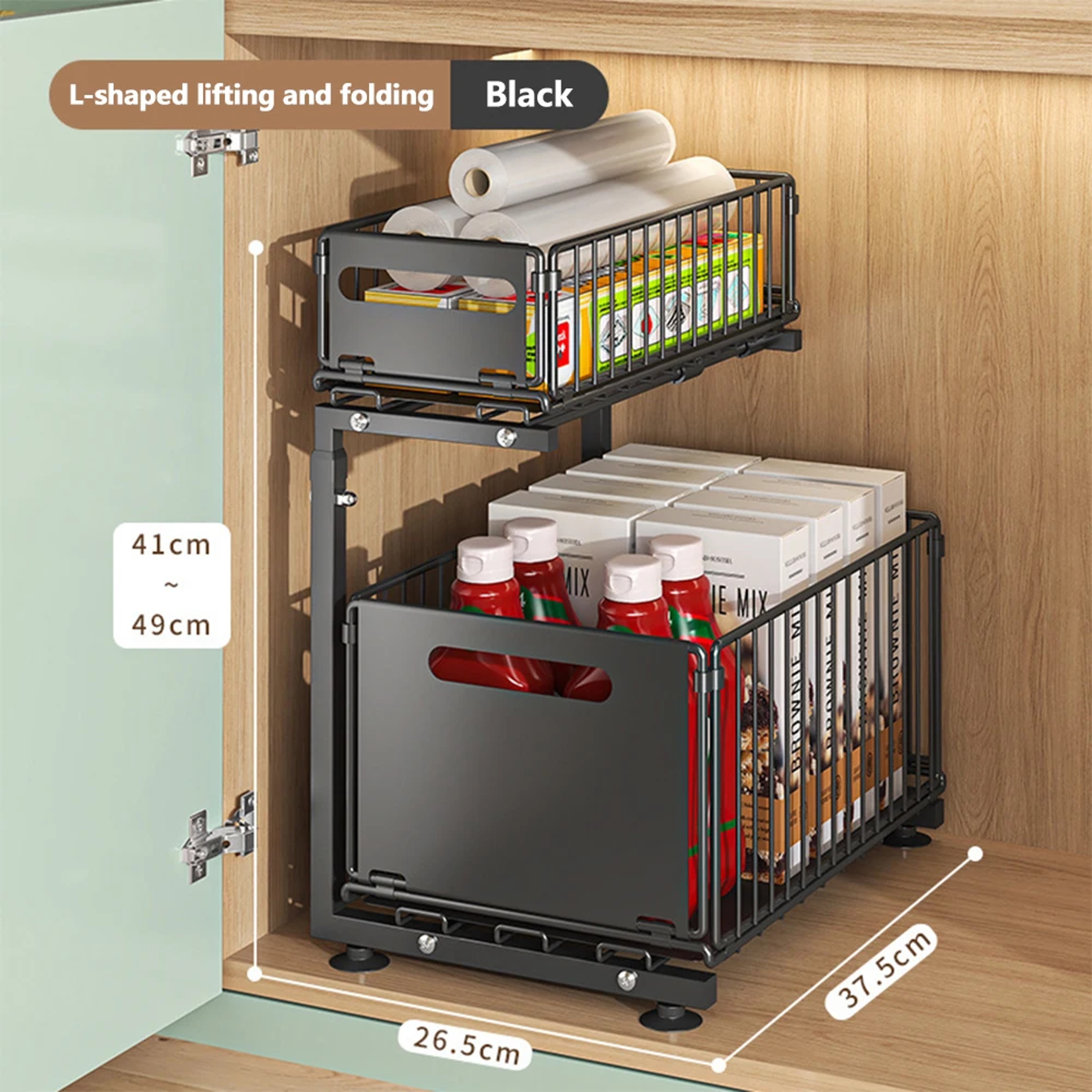 Tier Adjustable Pull Out Under Sink Organizer With Sliding Drawers 5