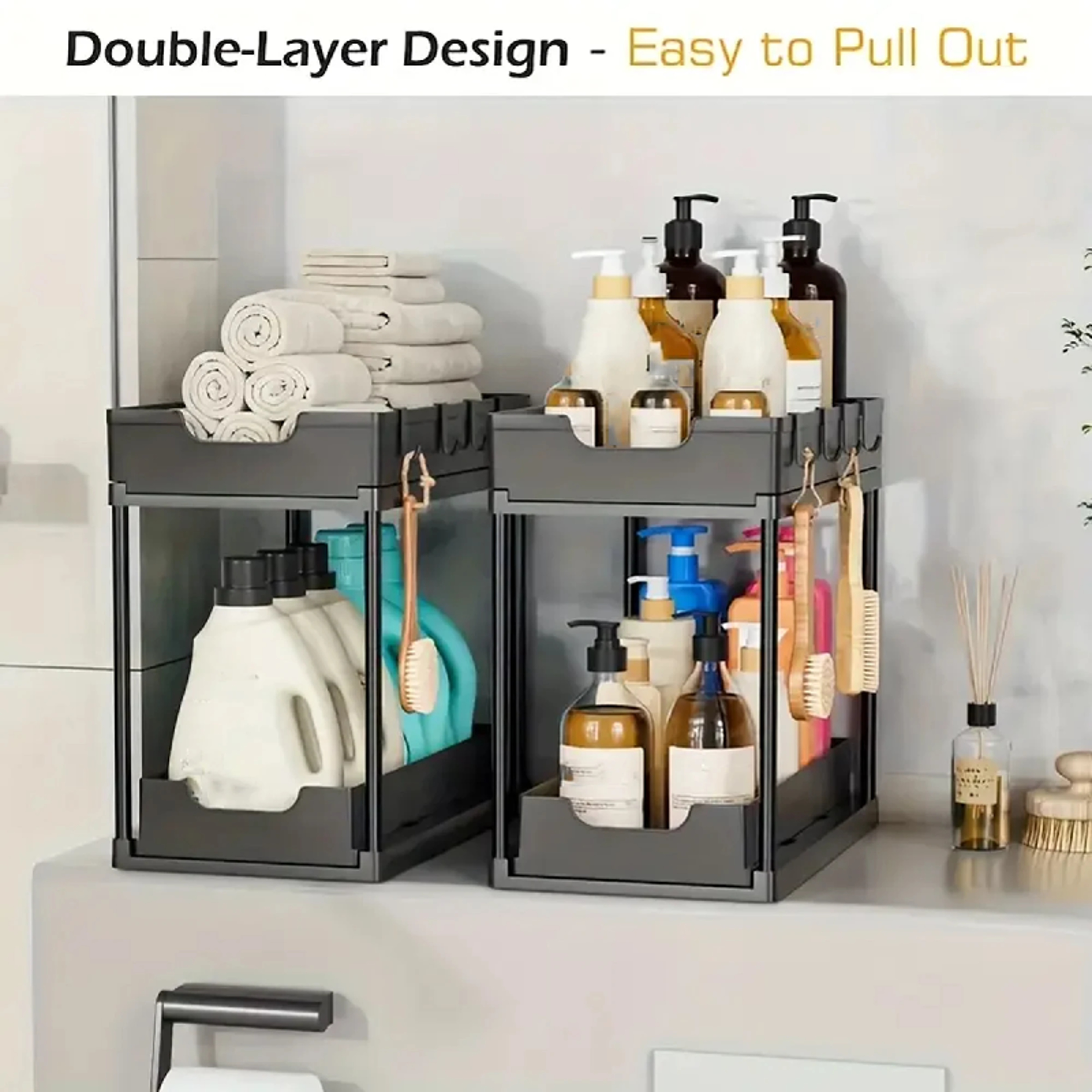 Pull Out Under Sink Organizer Sliding Kitchen Cabinet Storage Rack 2