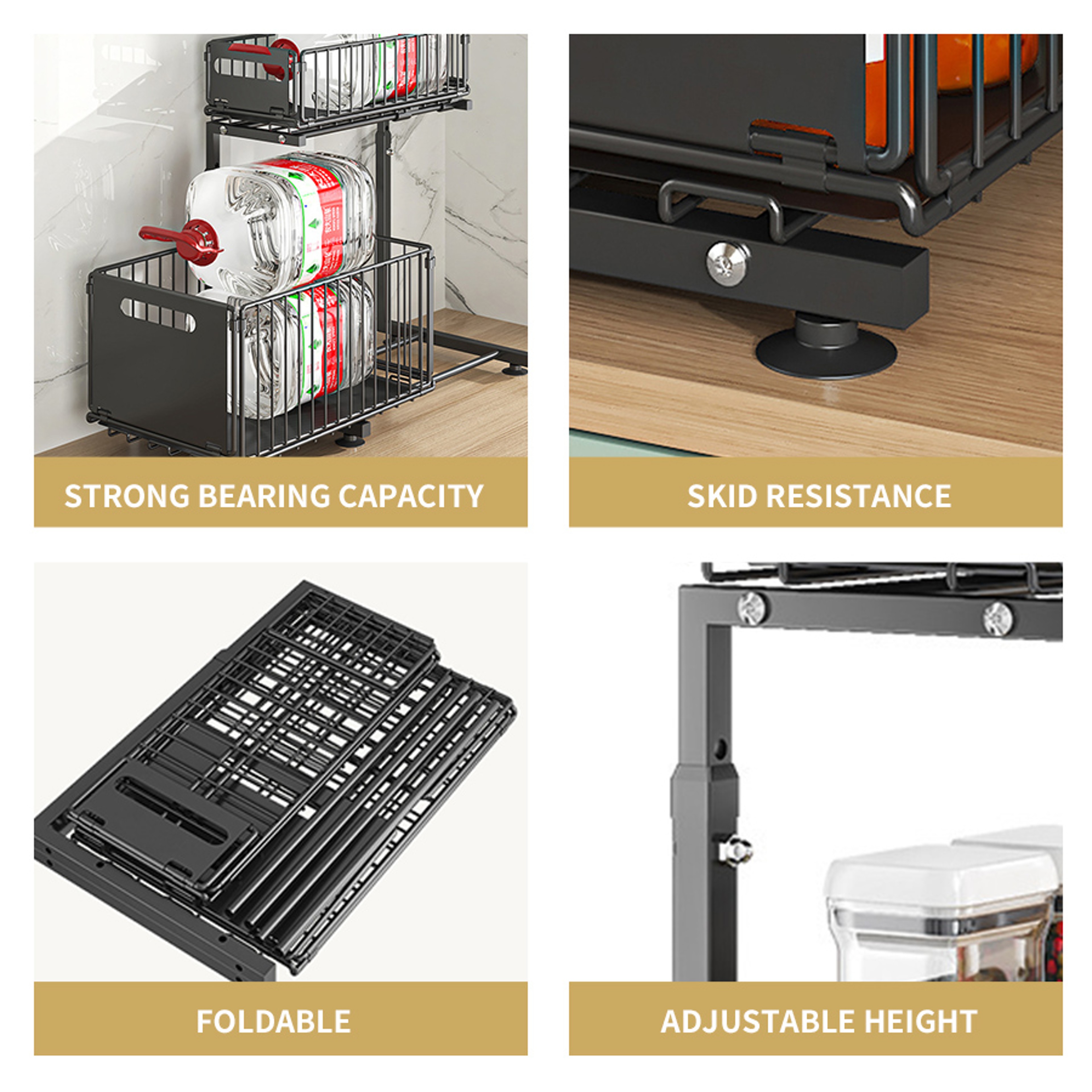 Under Sink Organizer with Pull Out Sliding Cabinet Storage – view 5