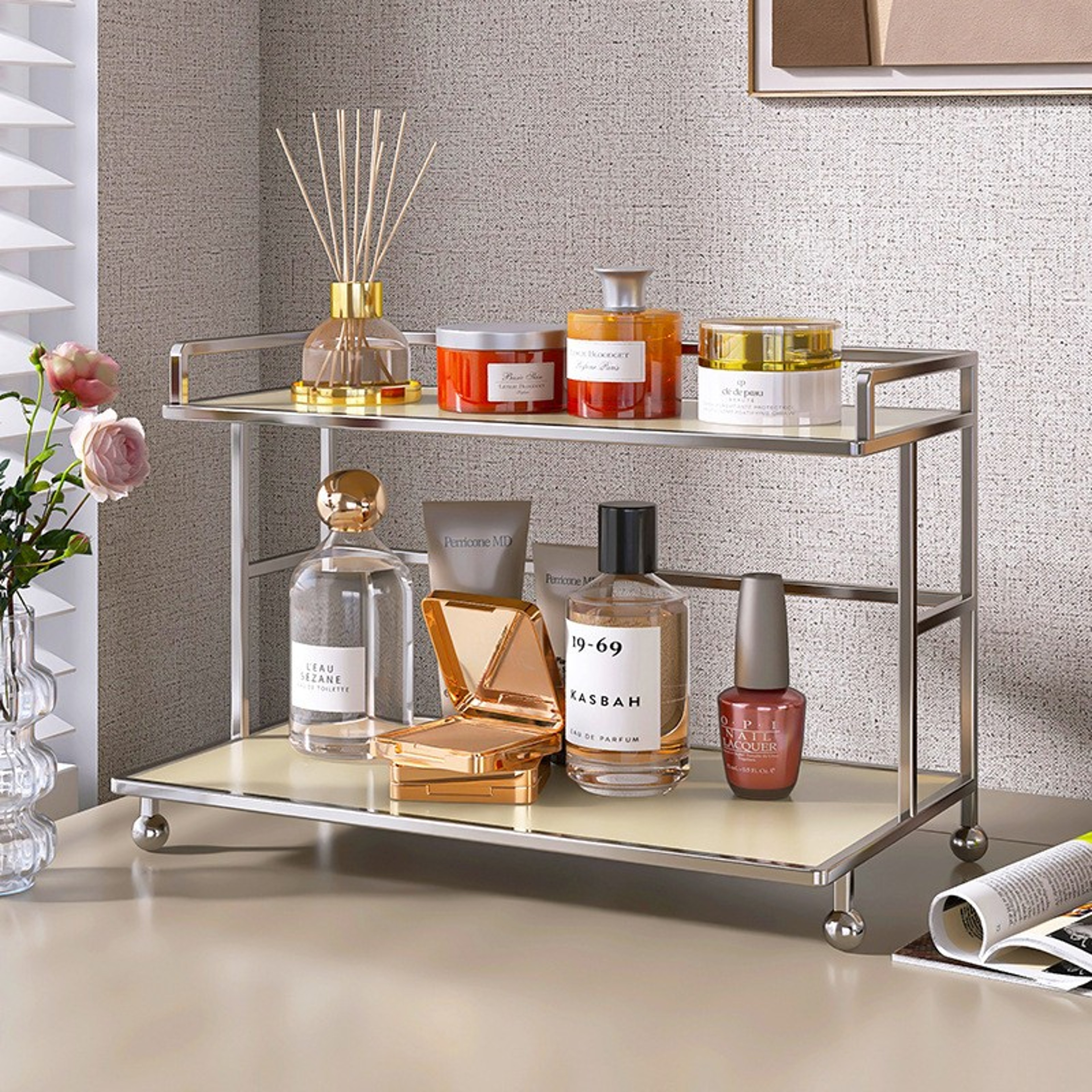 Metal Desktop Organizer Storage Rack For Cups Cosmetics And Countertops 5