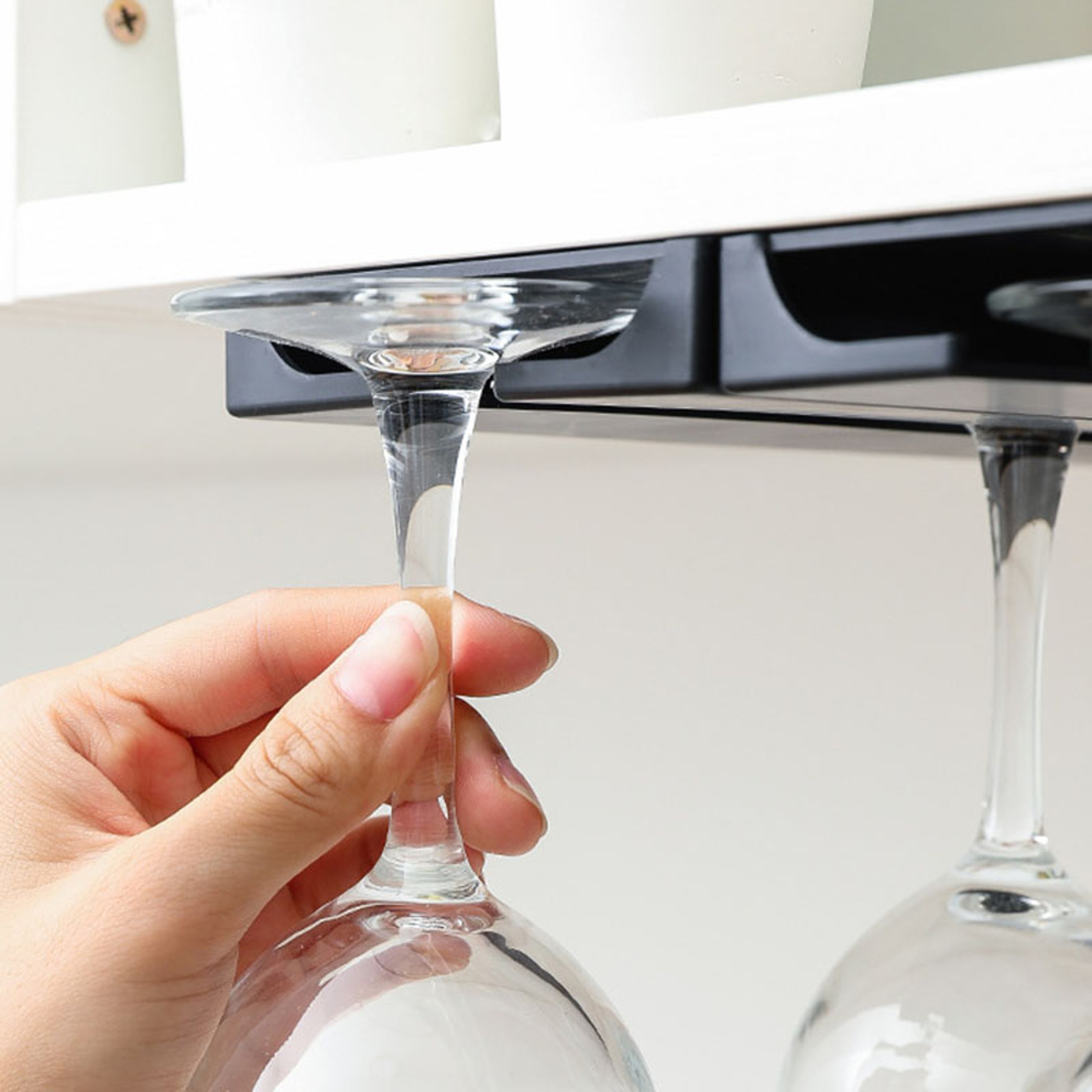 Space Saving Wall Mounted Wine Glass Holder No Drill Stemware Rack 2