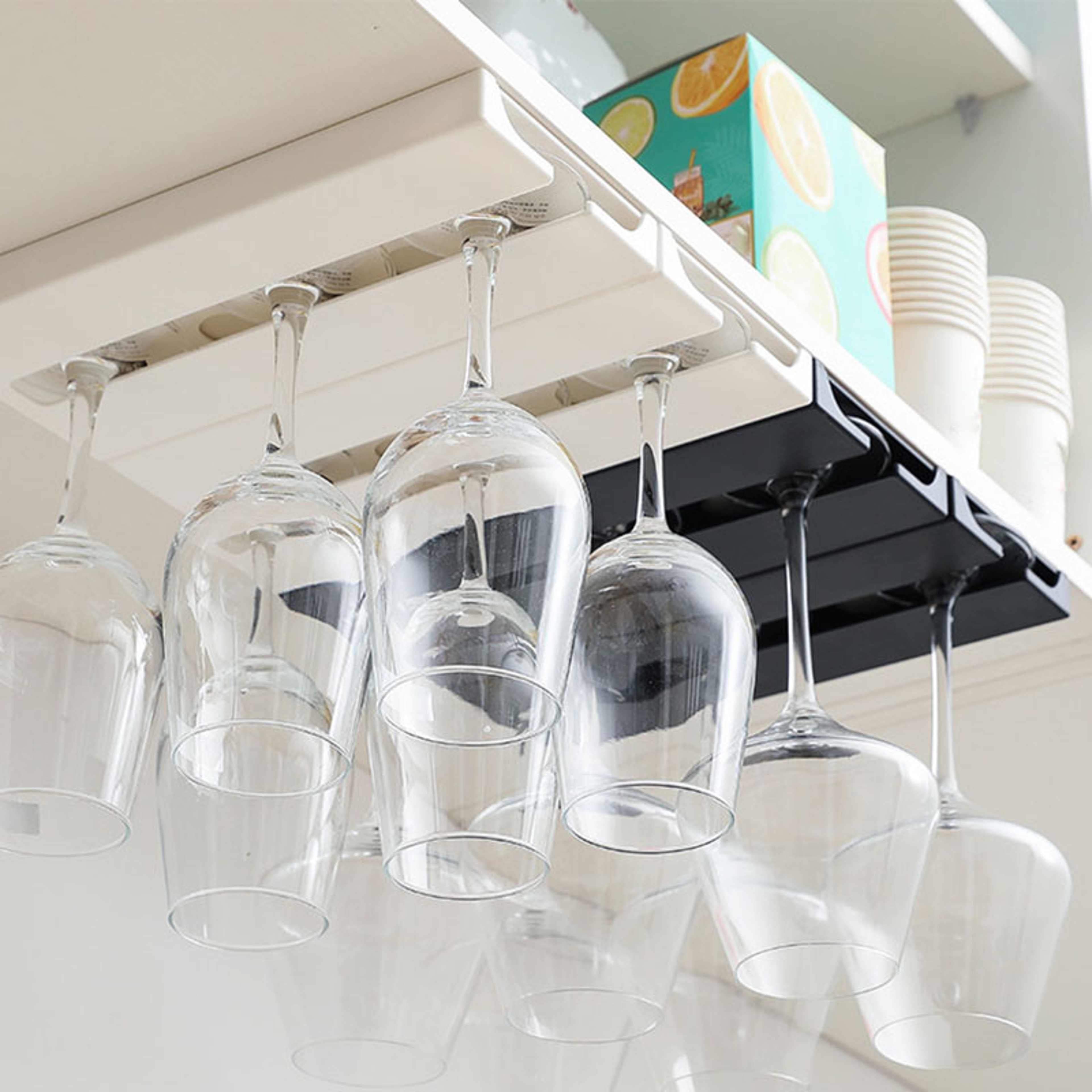 Space Saving Wall Mounted Wine Glass Holder No Drill Stemware Rack 5