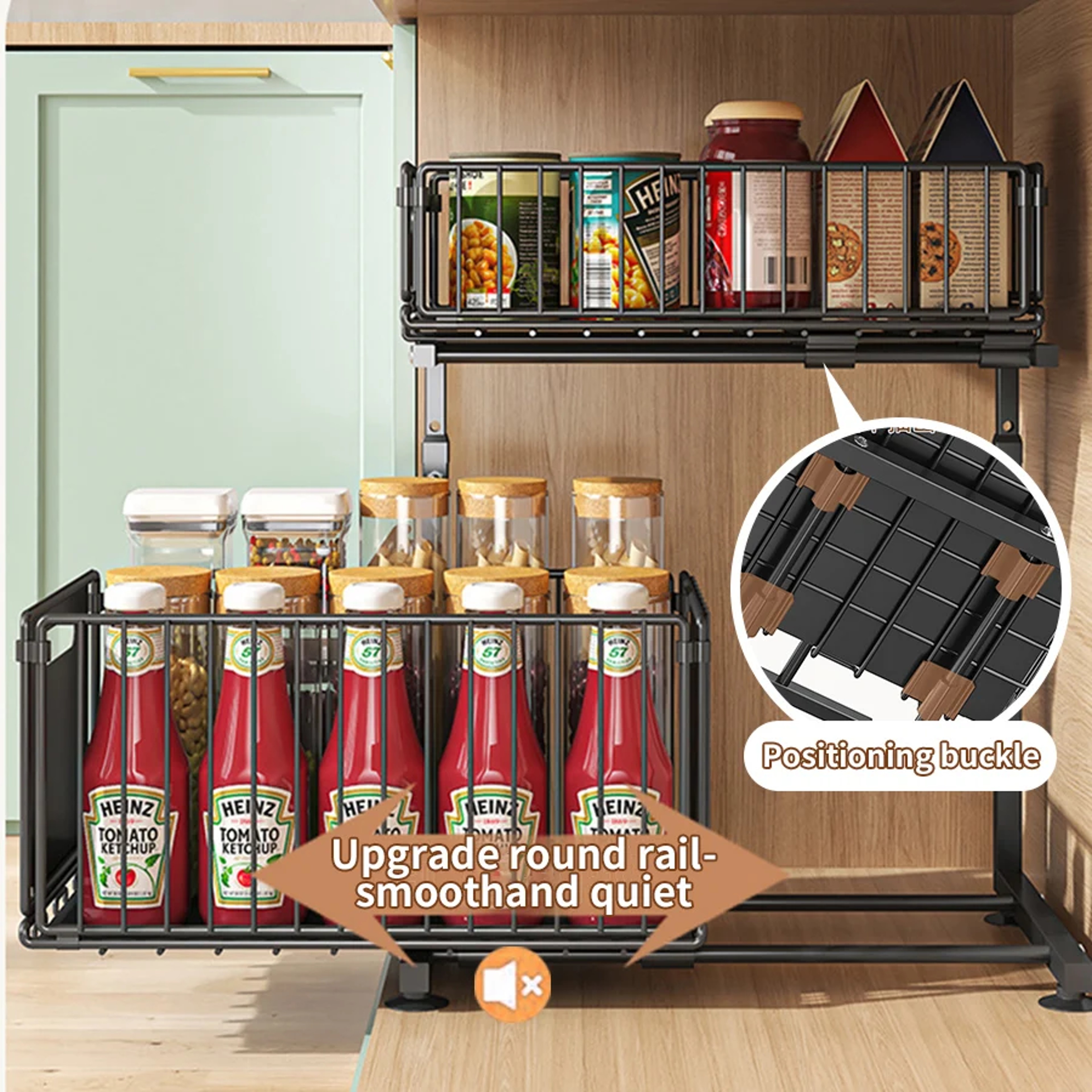 Pull Out Under Sink Organizer Adjustable Cabinet Shelf 2