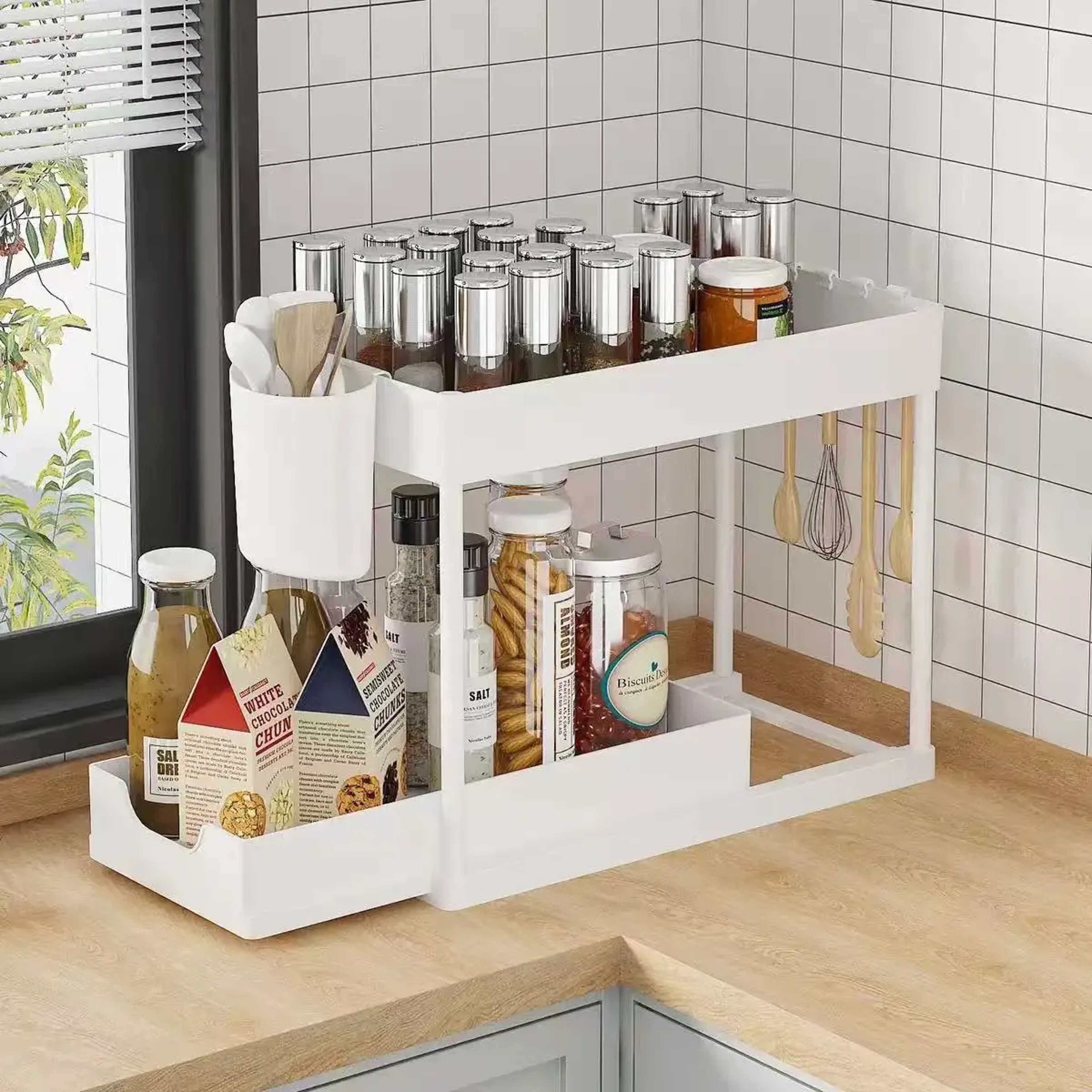 Sliding Under Sink Organizer Pull Out Kitchen Bathroom Storage 0