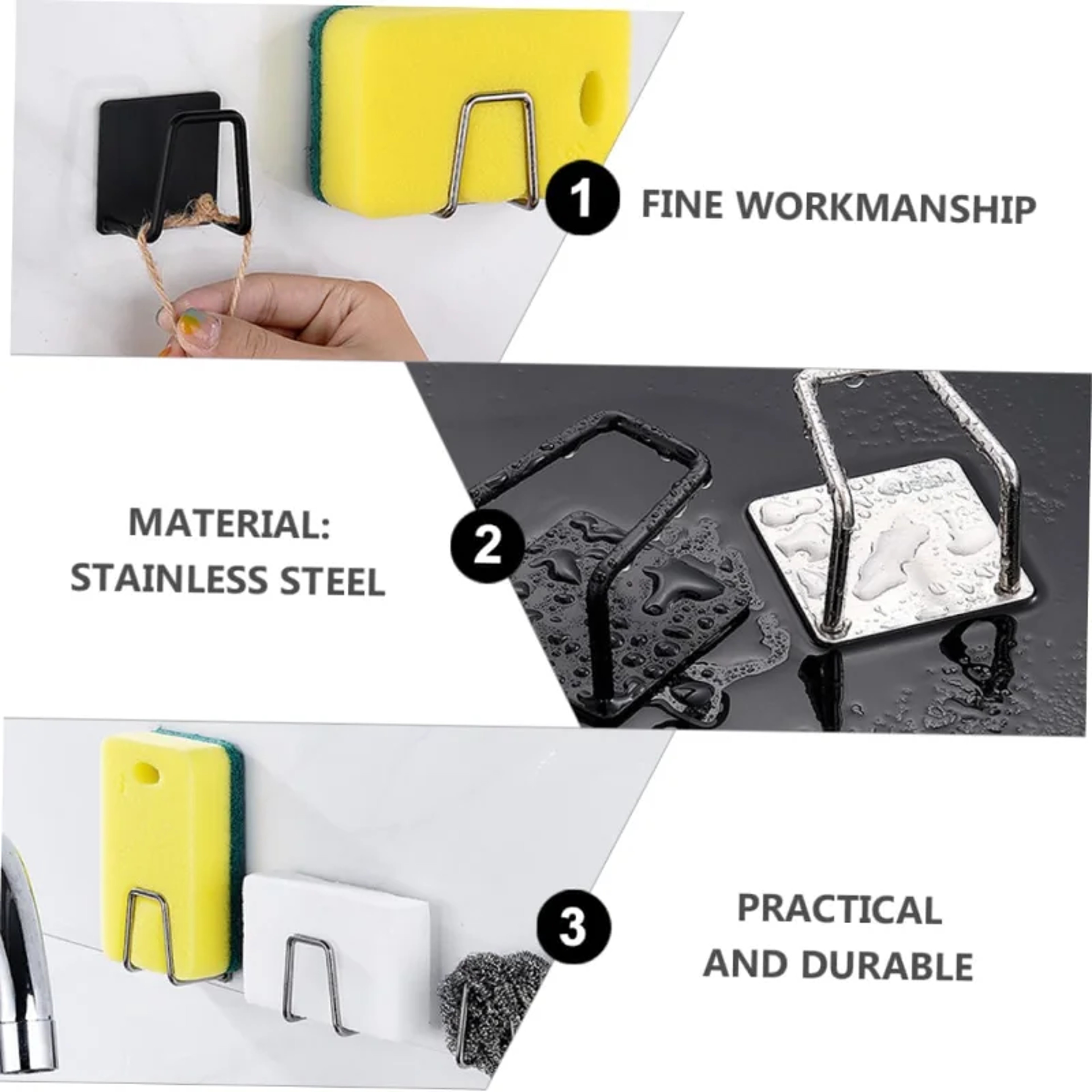 Self Adhesive Stainless Steel Sponge Holder Kitchen Sink Organizer 1