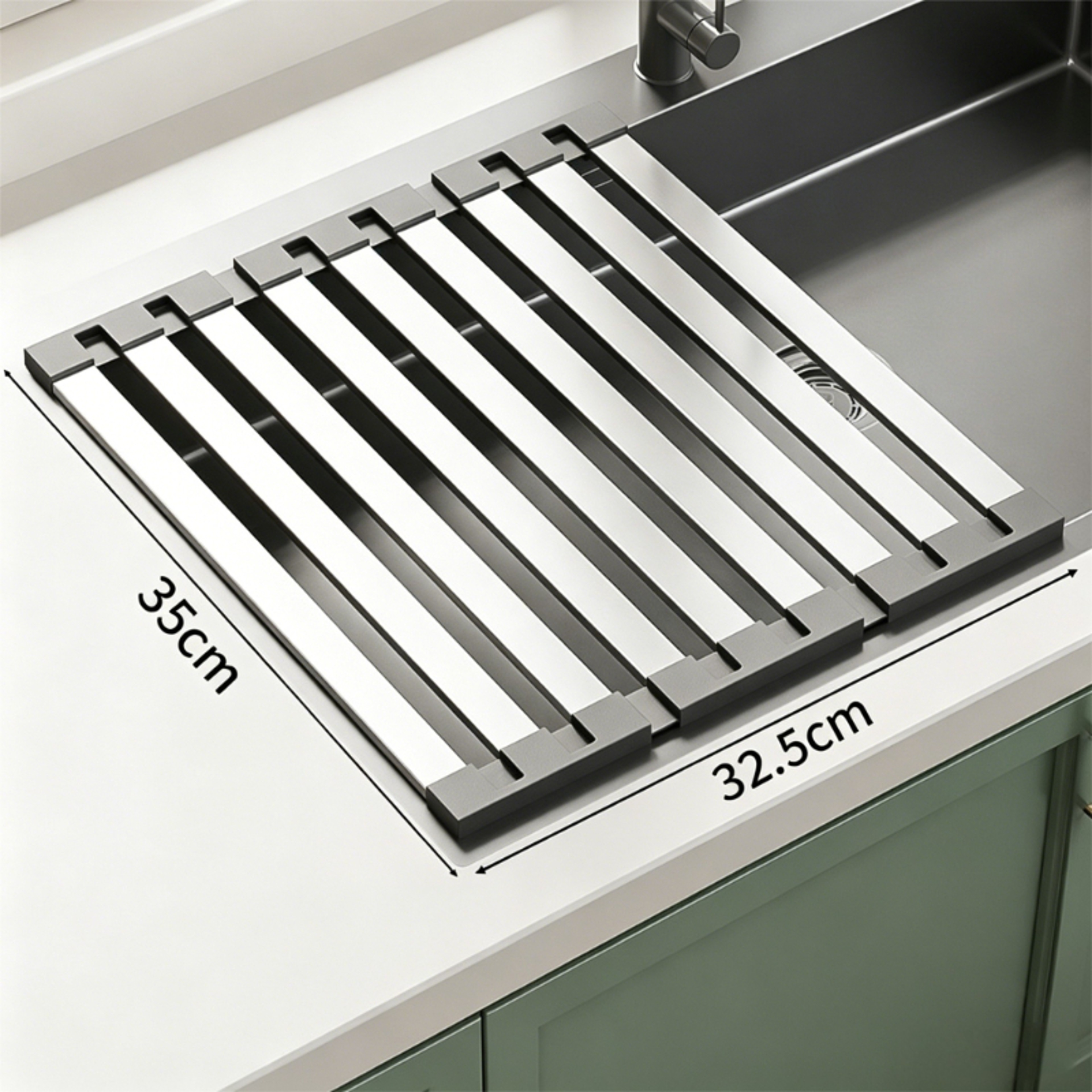 Stainless Steel Over Sink Dish Drying Rack Foldable Roll Up Dish Drainer 6