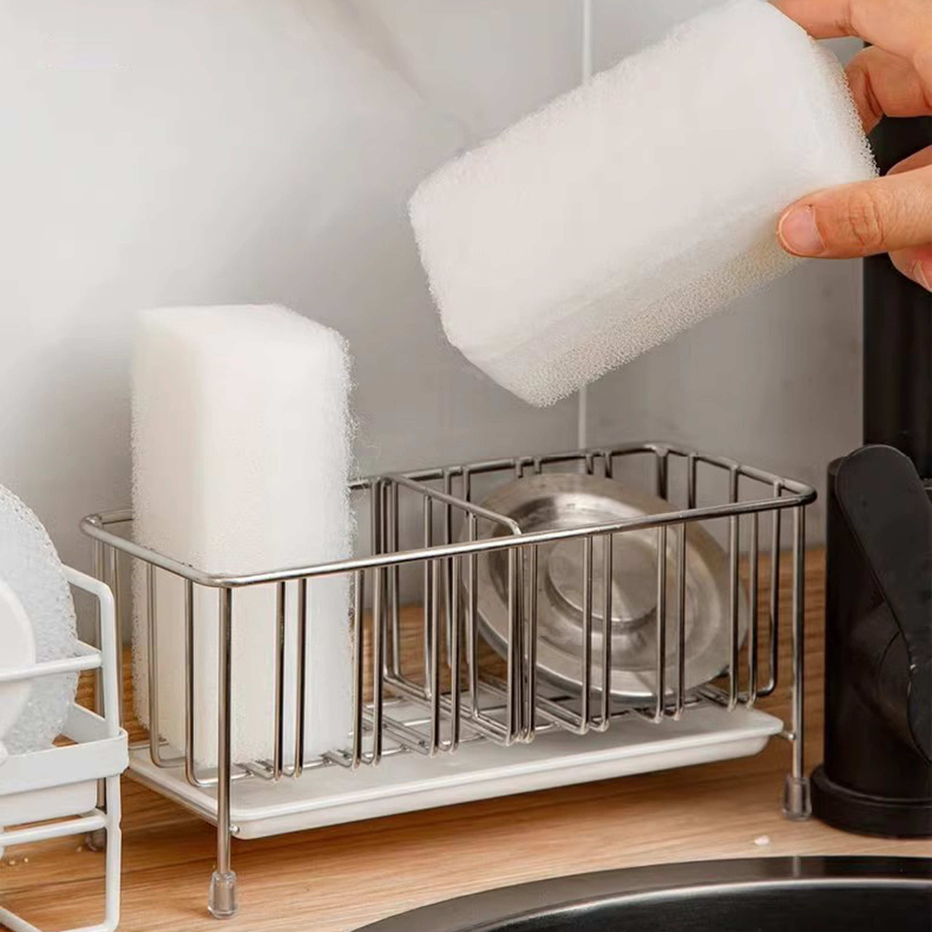 Adjustable Stainless Steel Sink Caddy Sponge Holder Drain Rack 2