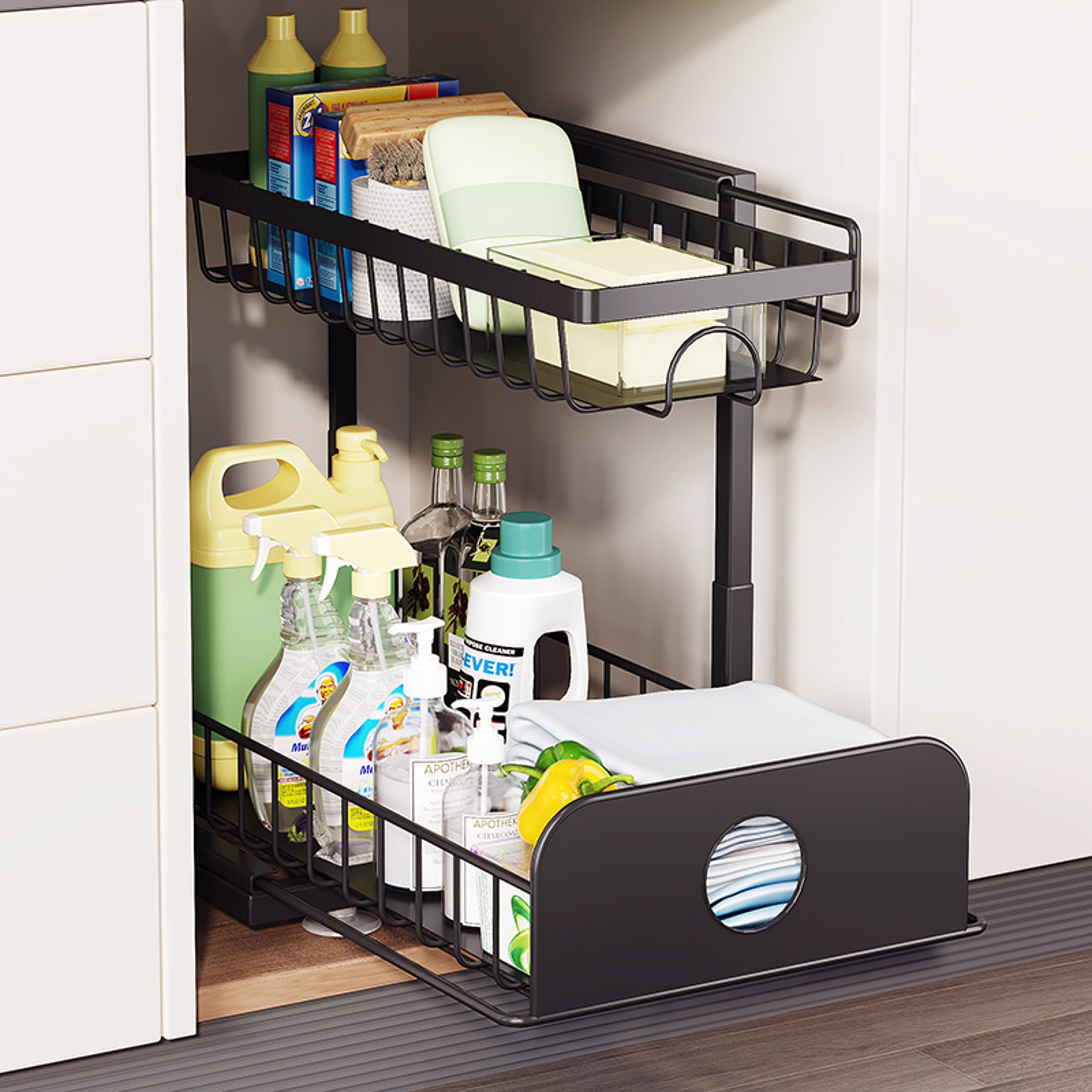 Adjustable Over Sink Drain Basket And Sponge Holders 5
