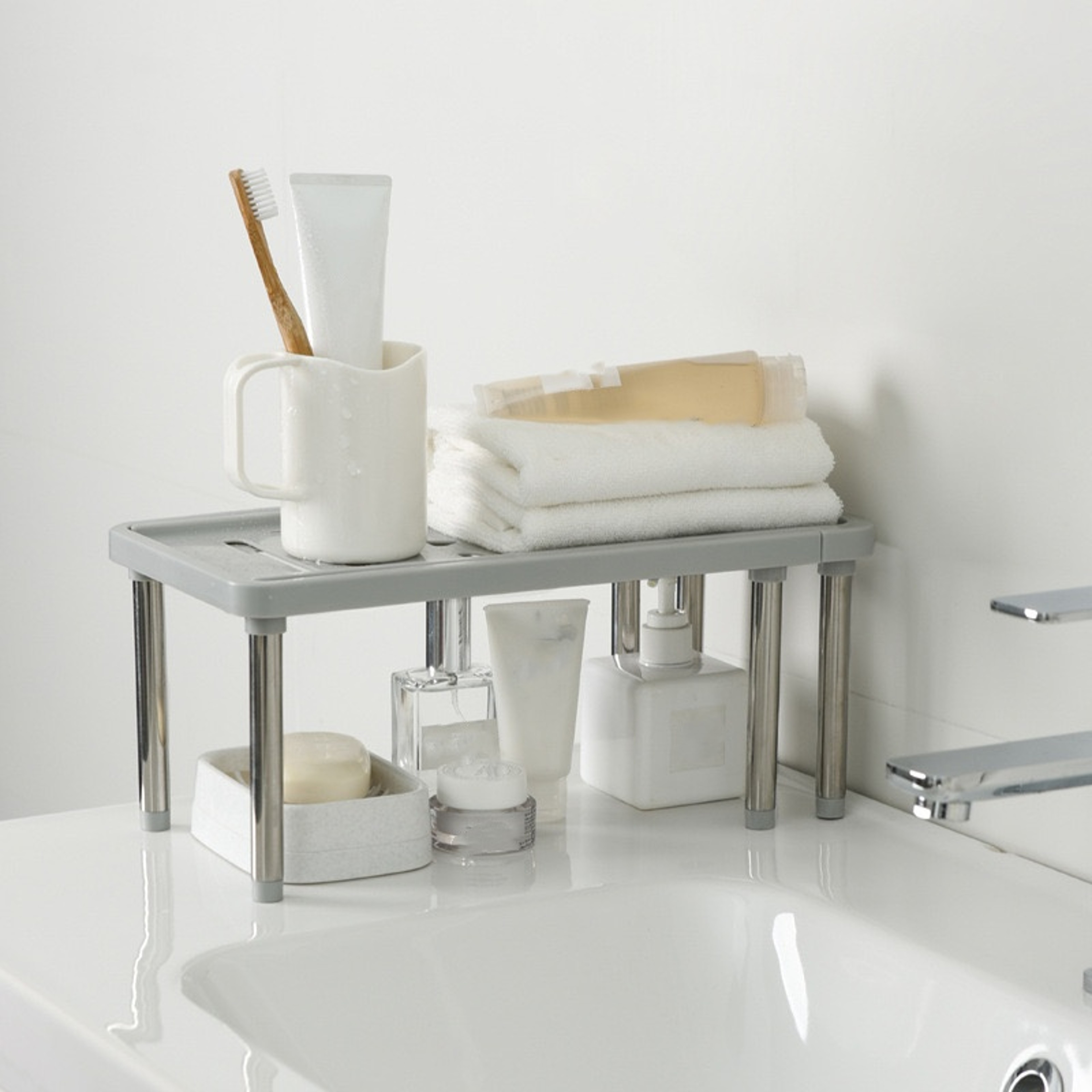 Extendable No Drill Under Cabinet Organizer Kitchen Storage Shelf – view 5