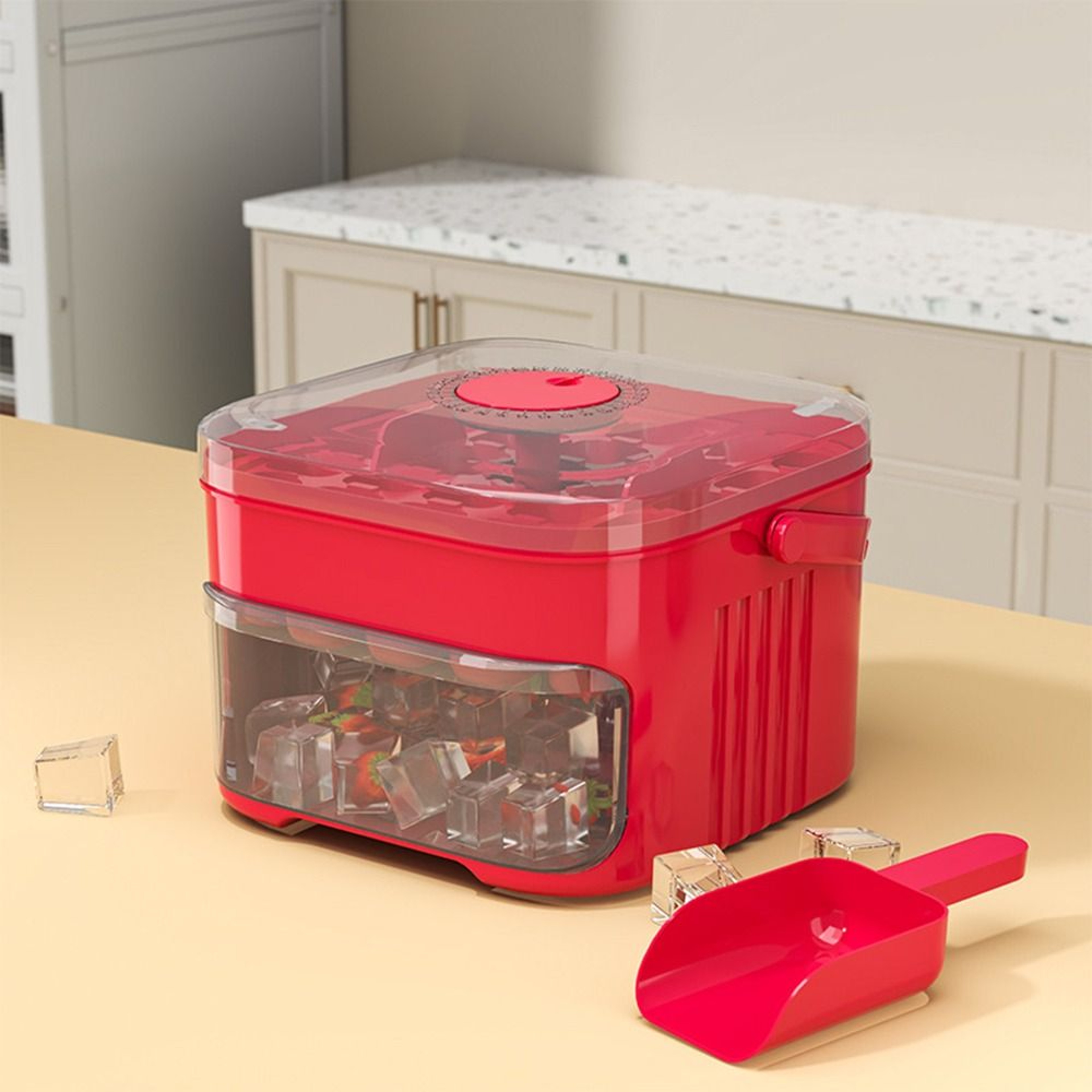 Cube Easy Release Ice Cube Tray With Lid And Storage Bin 0