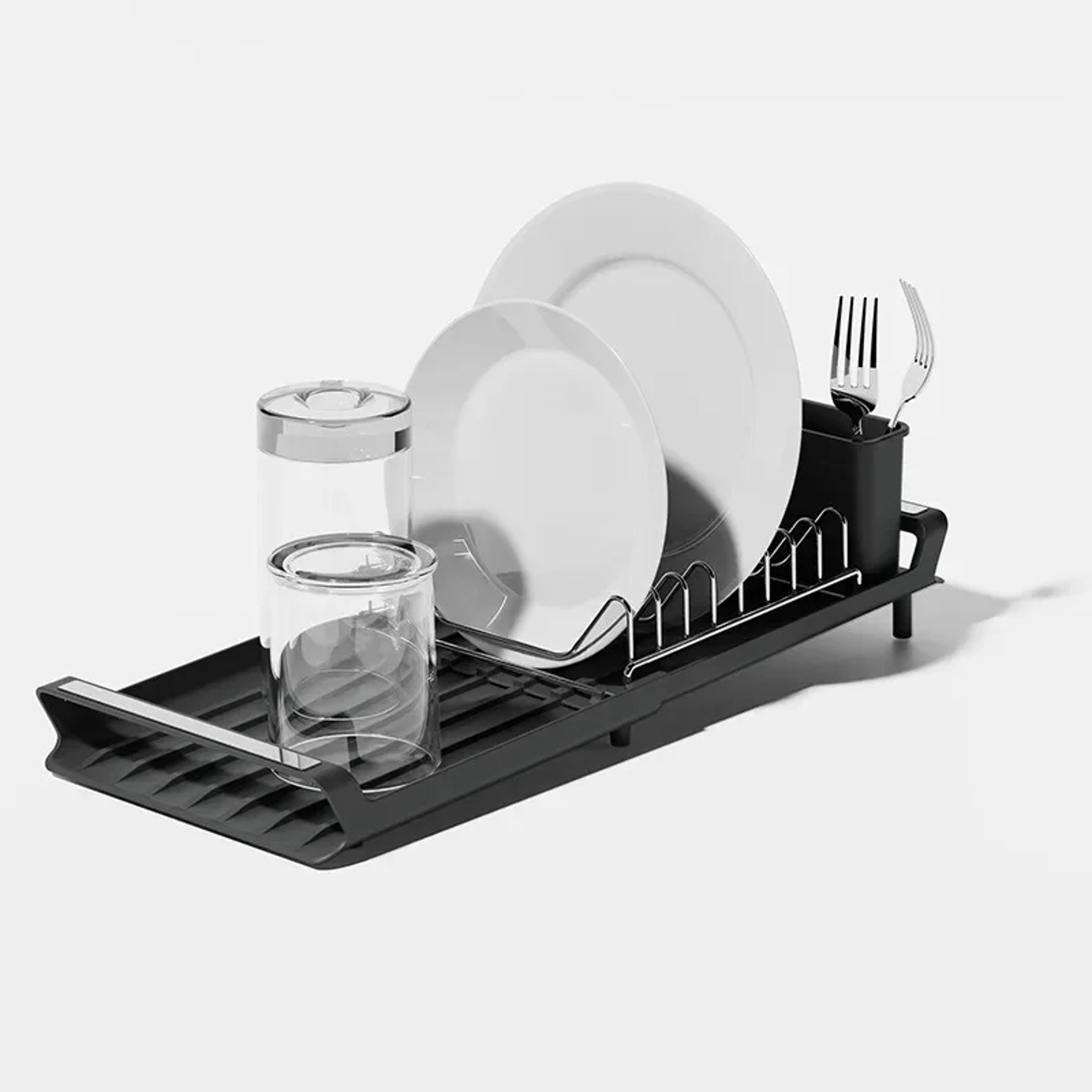 Expandable Dish Drying Rack Compact Countertop Dish Drainer With Cutlery Holder 0