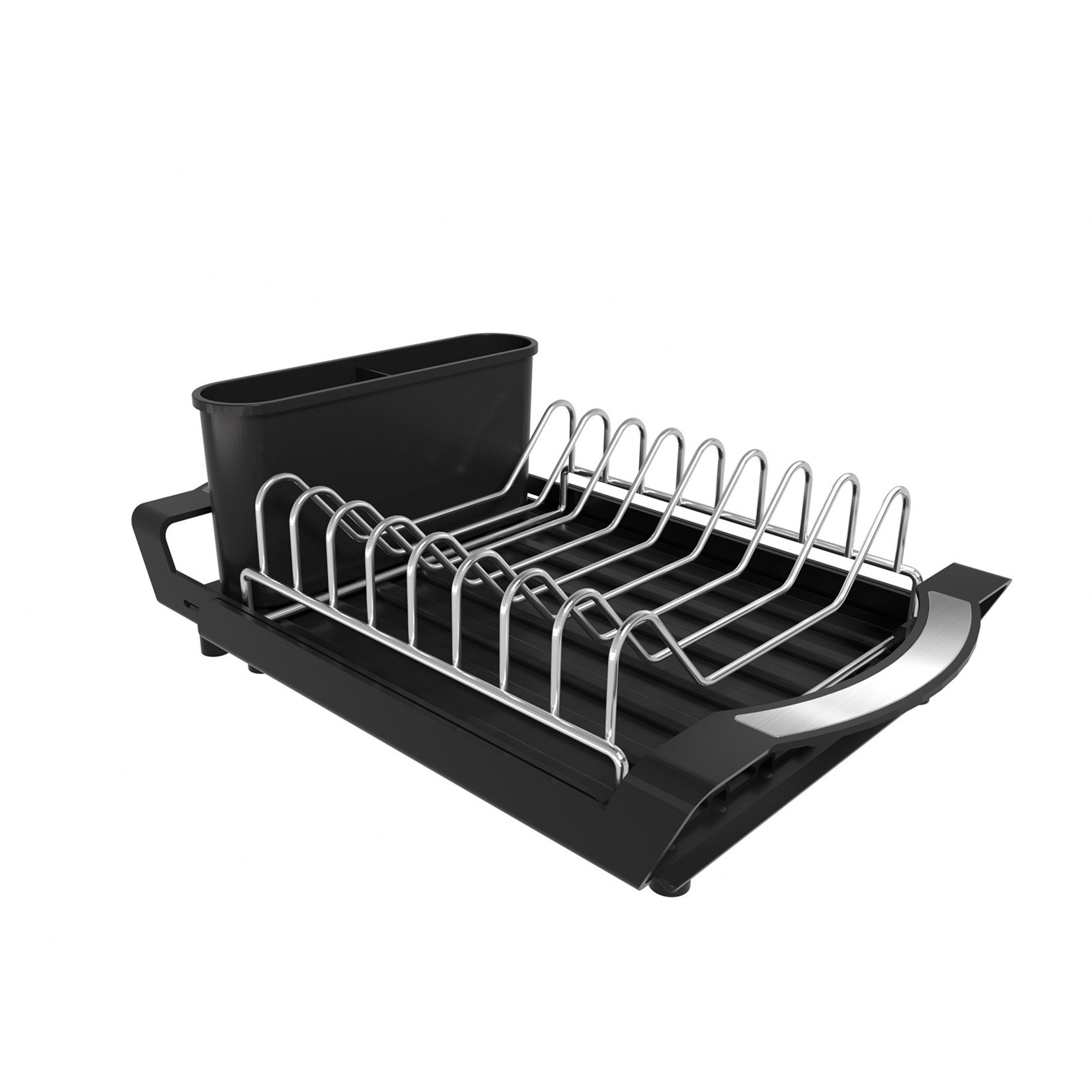Expandable Dish Drying Rack Compact Countertop Dish Drainer With Cutlery Holder 6
