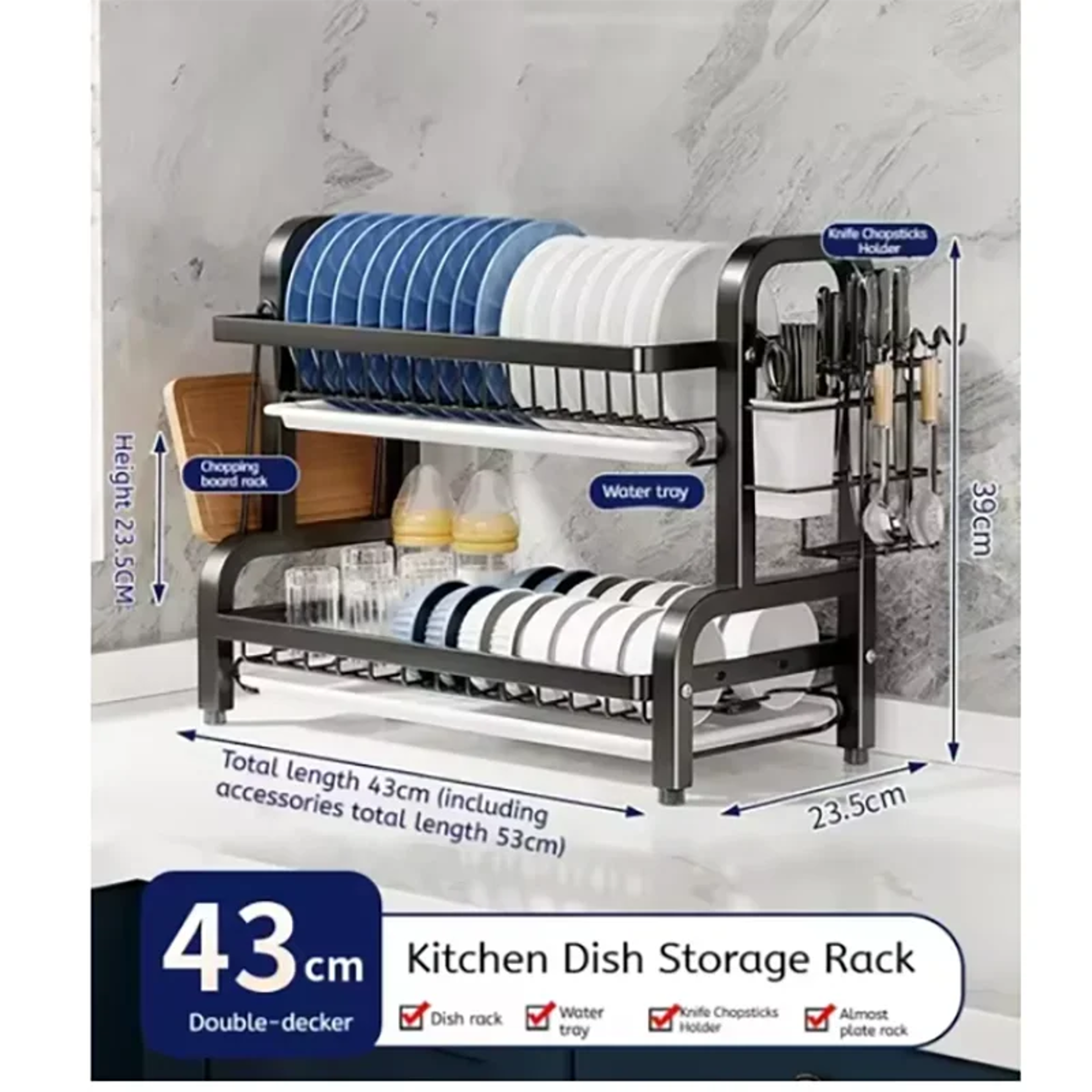 Dish Drying Rack Stainless Steel Dish Drainer With Utensil Holder 2