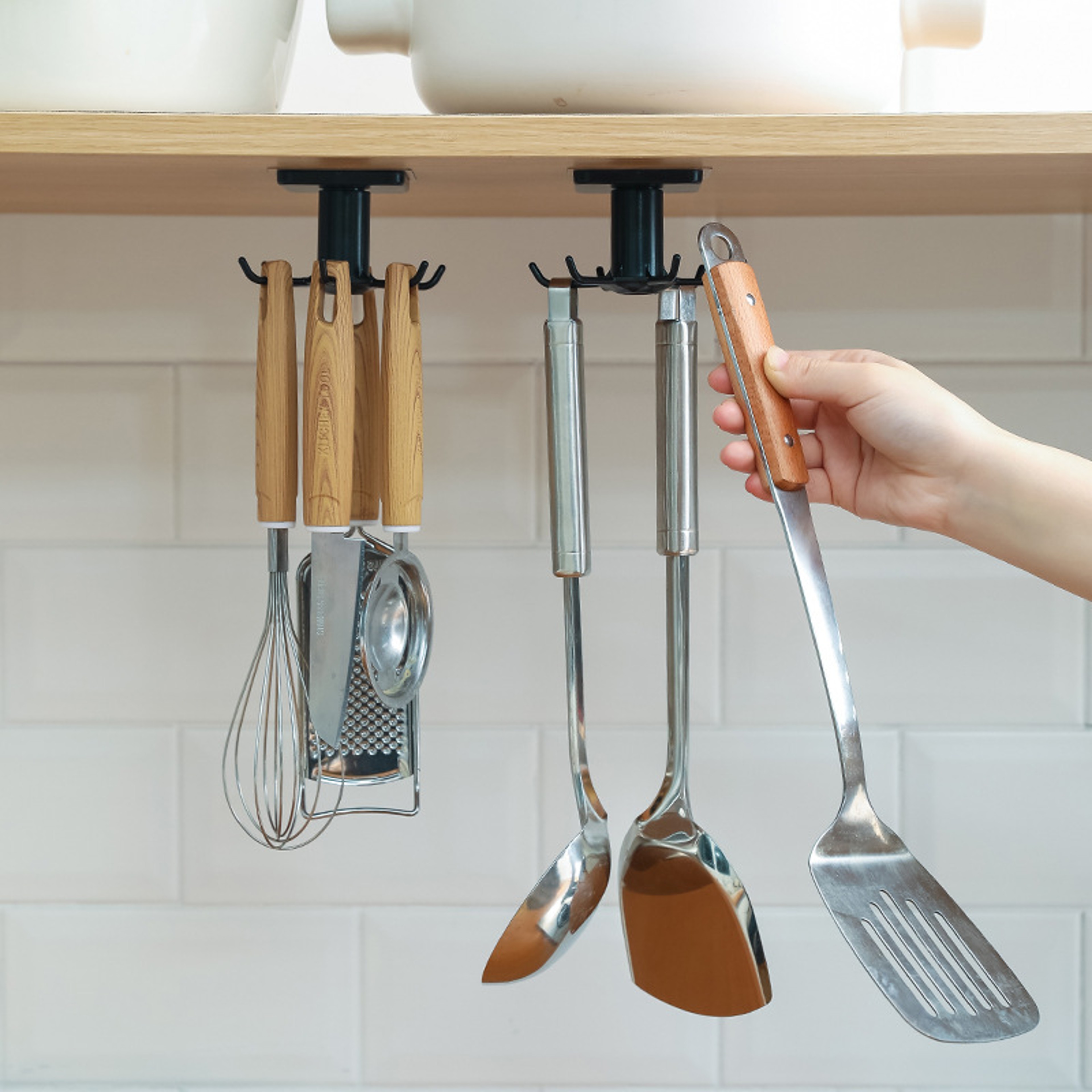 Wall Mounted Pot Lid Holder Kitchen Organizer Rack With Hooks 0