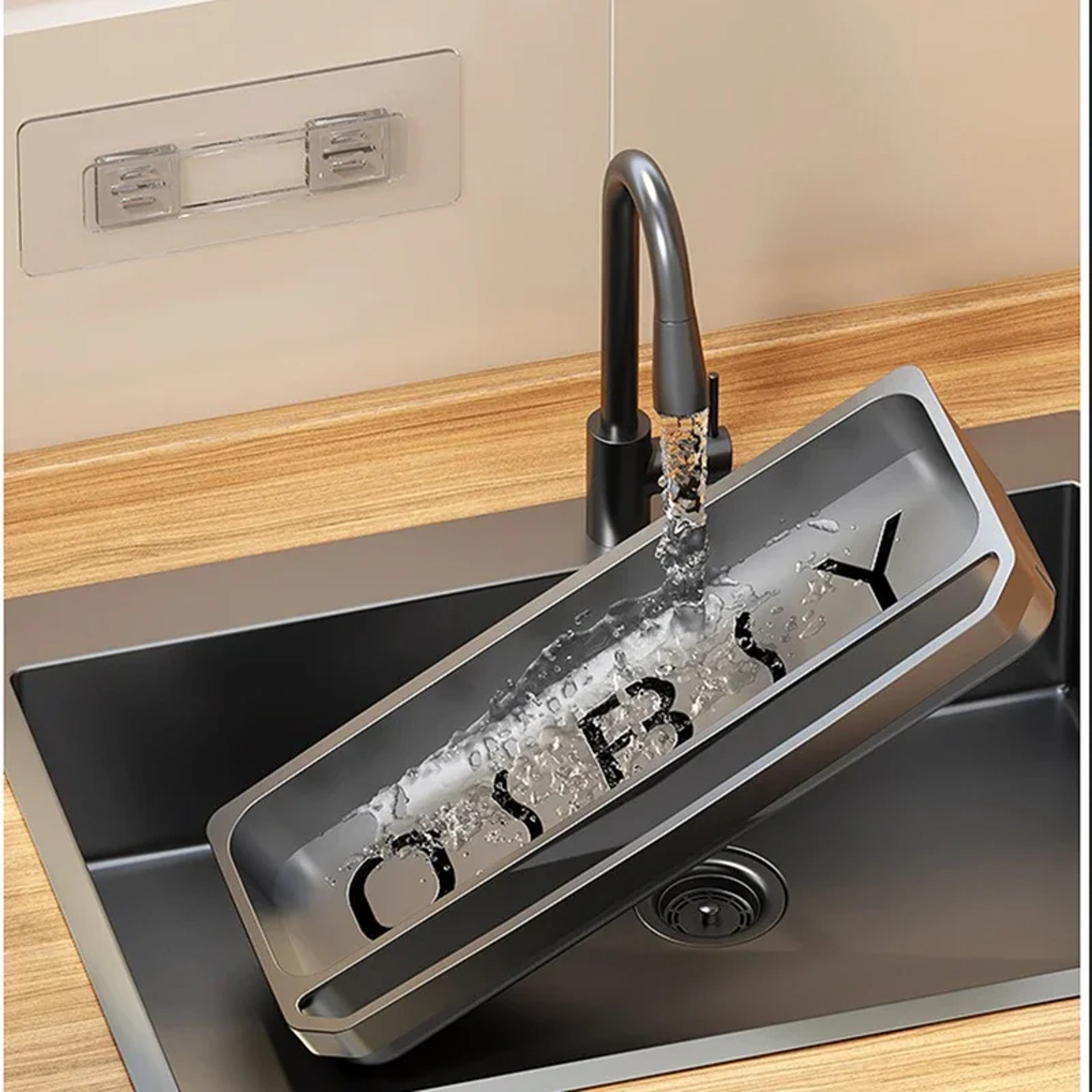 Self Draining Kitchen Sink Organizer Sponge Holder And Soap Storage Rack 0