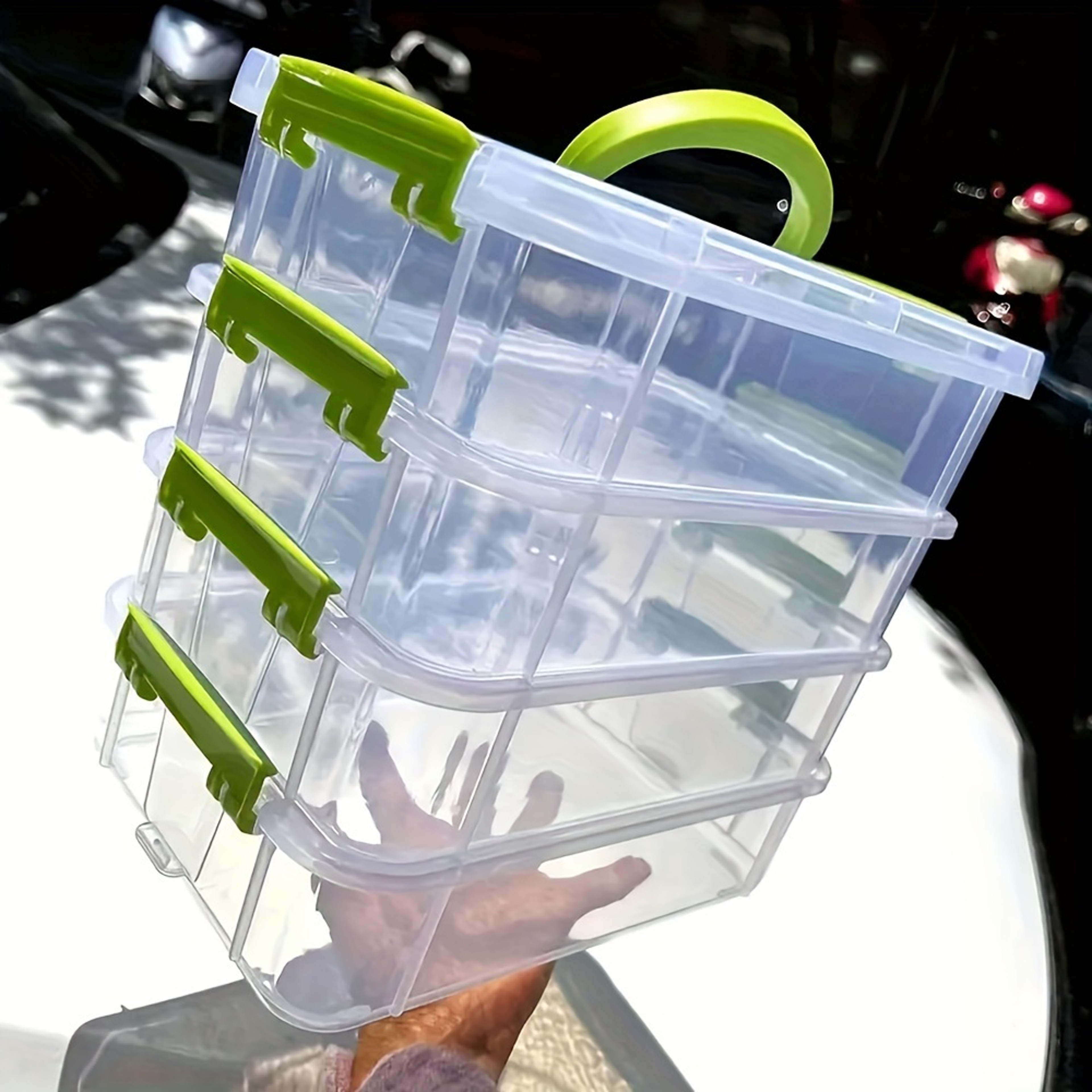 Building Block Storage Box With Stackable Compartments And Carry Handle 1