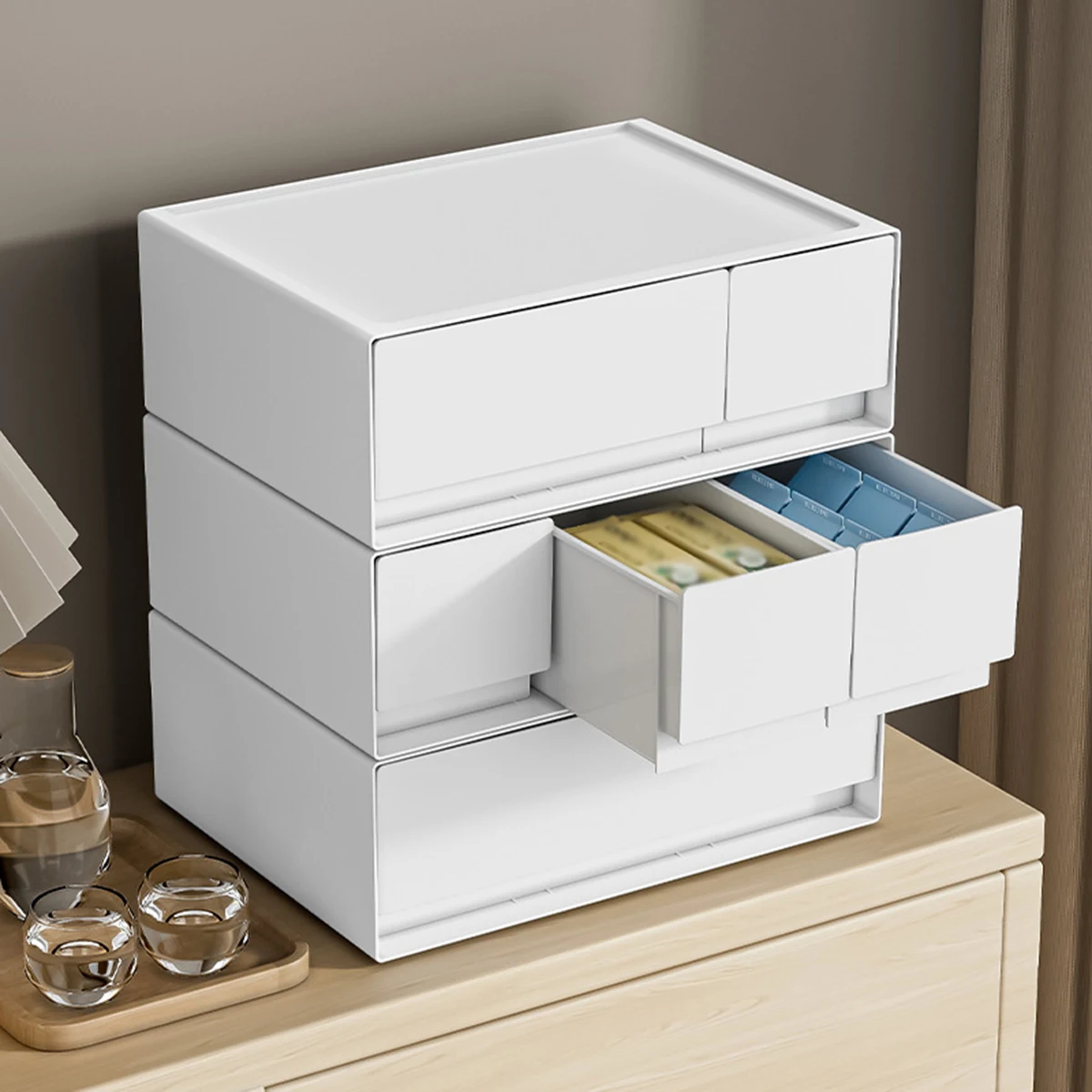 Stackable Desktop Drawer Organizer For Stationery Jewelry And Office Storage 2