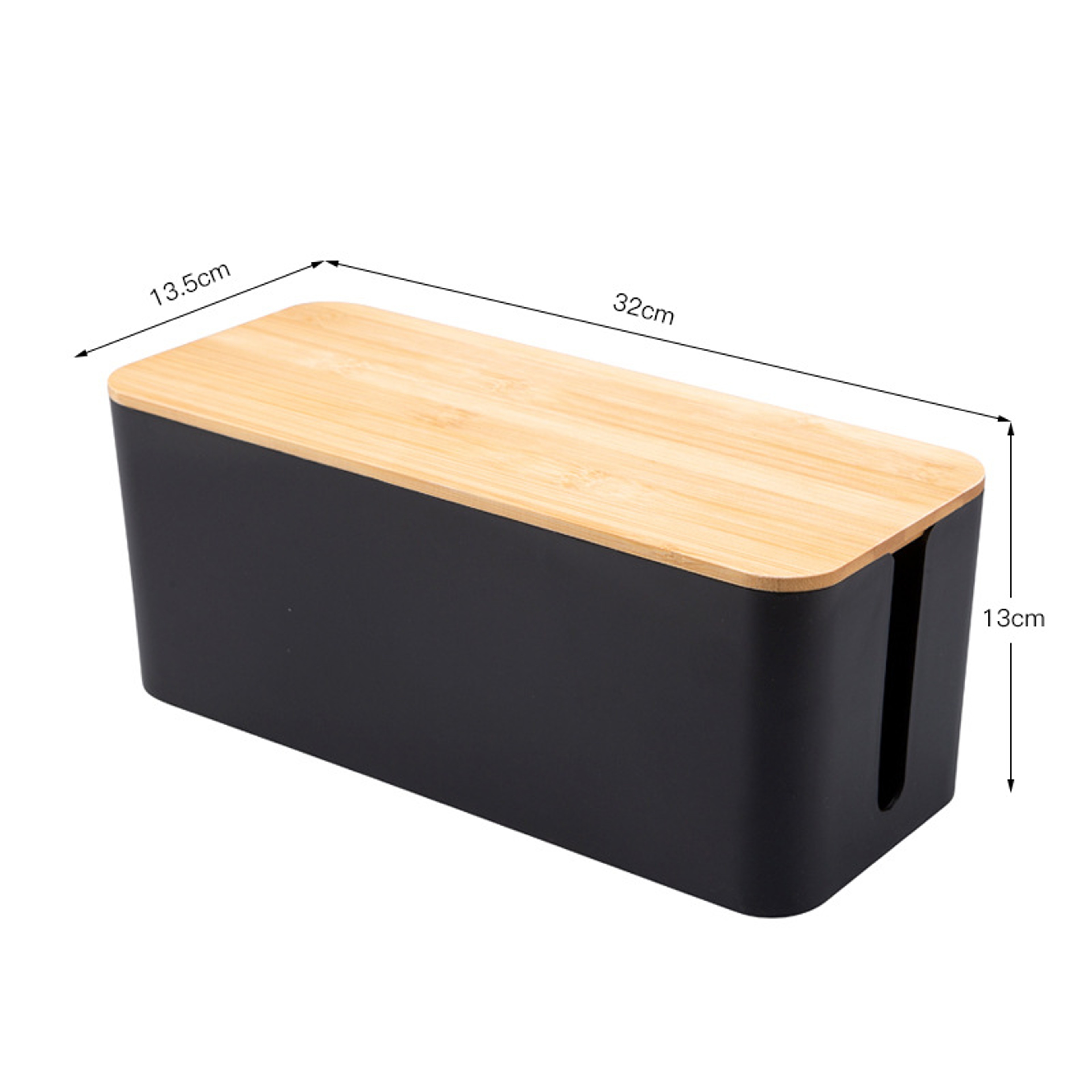 Bamboo Lid Cable Management Box Power Strip Organizer And Cord Organizer Box 1