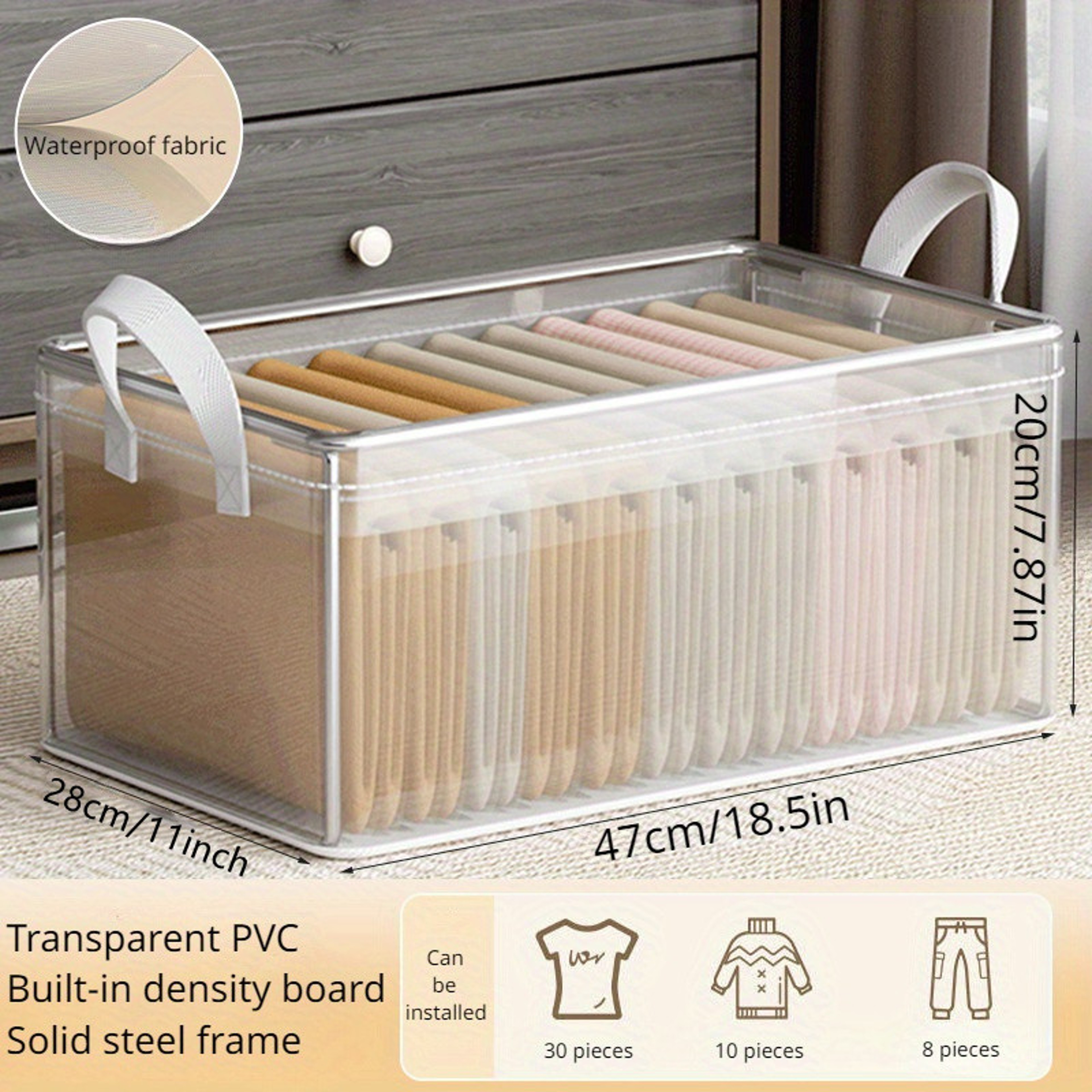 Transparent Storage Box With Steel Frame Foldable Closet Organizer 2