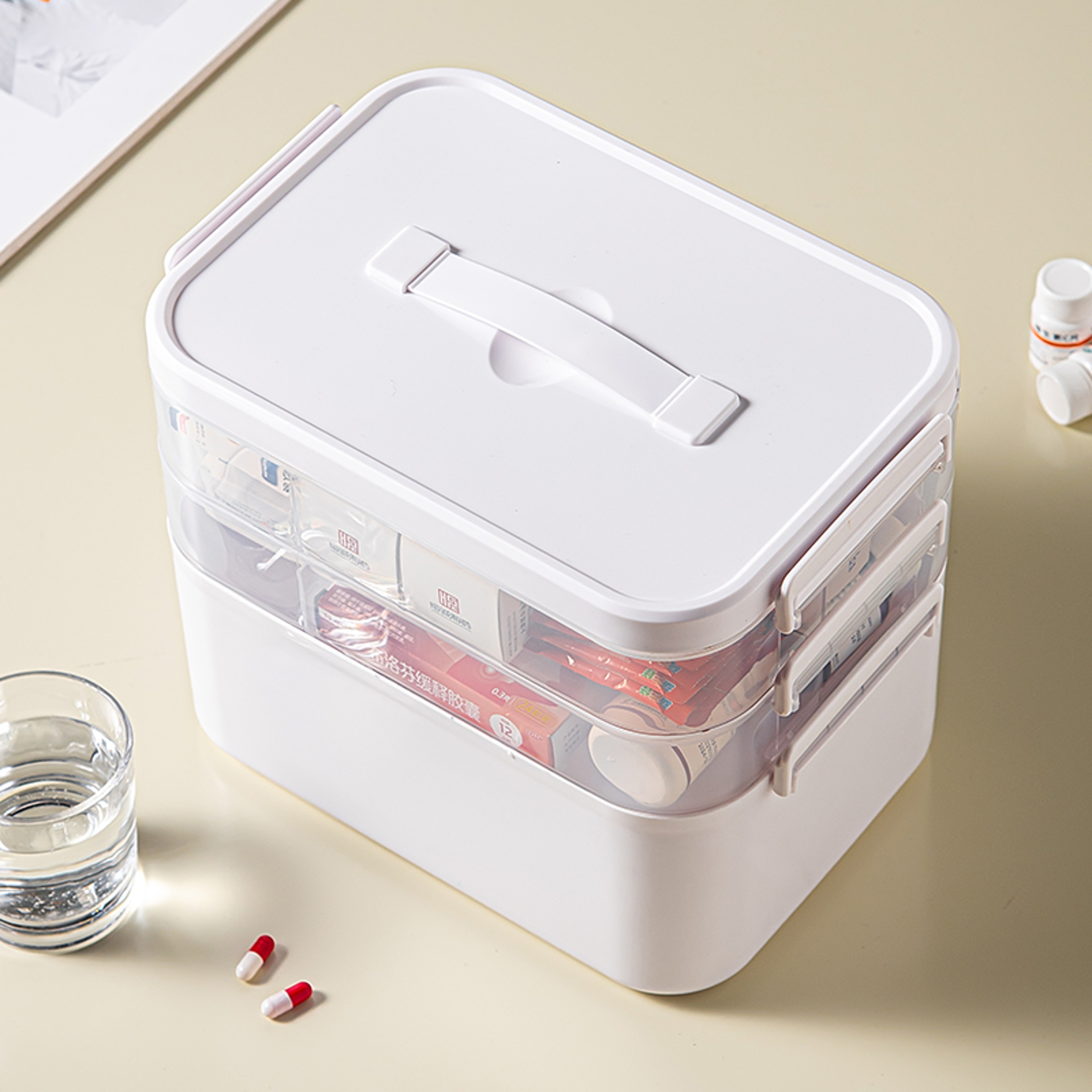 Large Capacity Medicine Storage Box Portable Multi Layer Medical Organizer 4